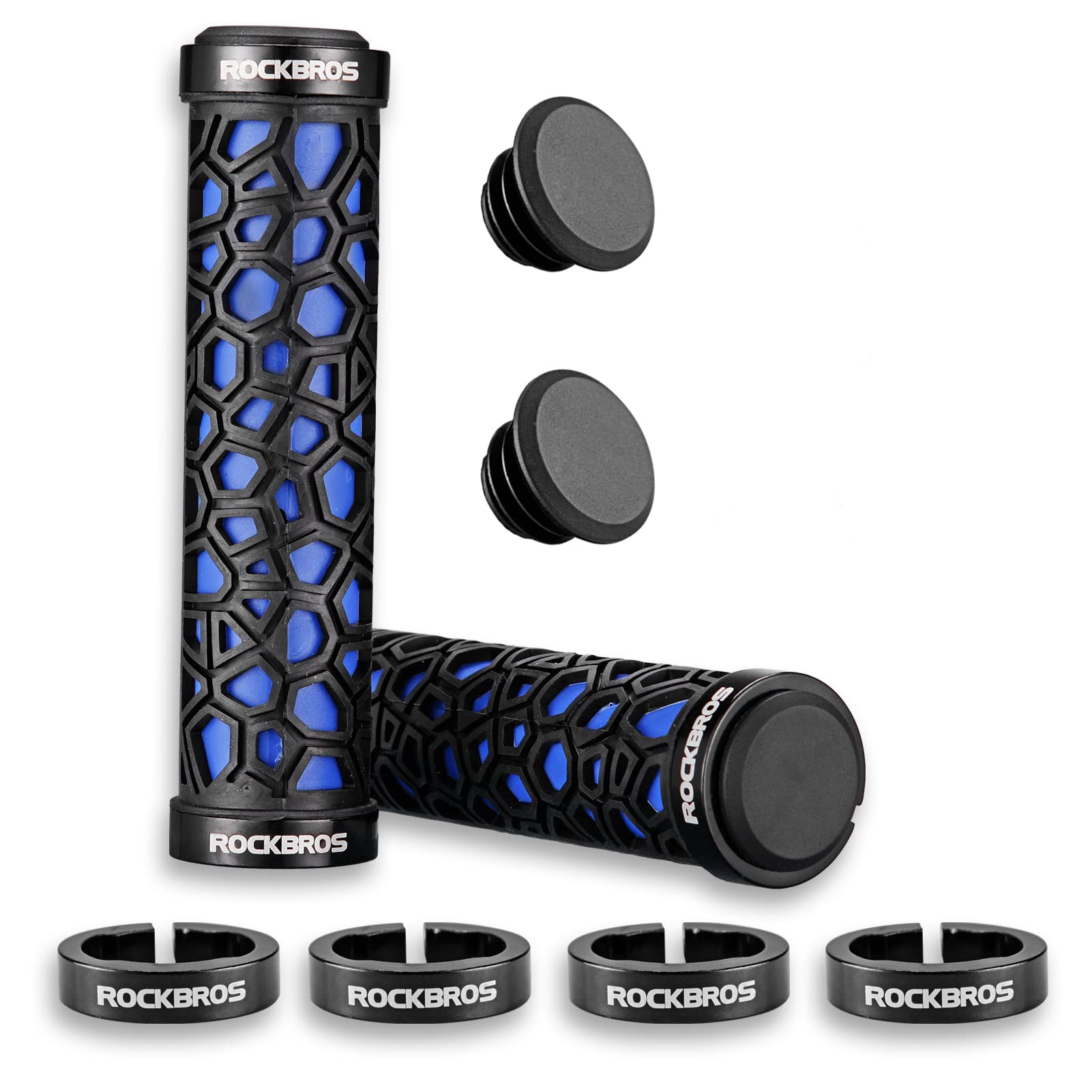 ROCKBROS Bicycle Handlebar Grips Aluminum Alloy Double Lock-on Bike Grips #Color_Red