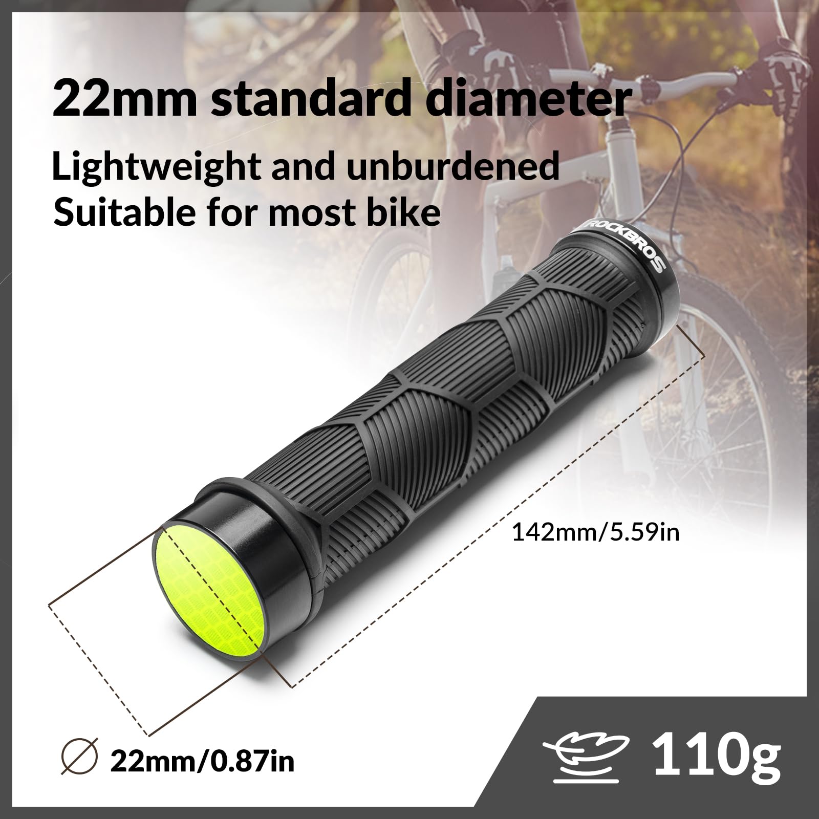 ROCKBROS Bicycle Handlebar Grips Non-slip Rubber Handlebar Grips #Color_Black