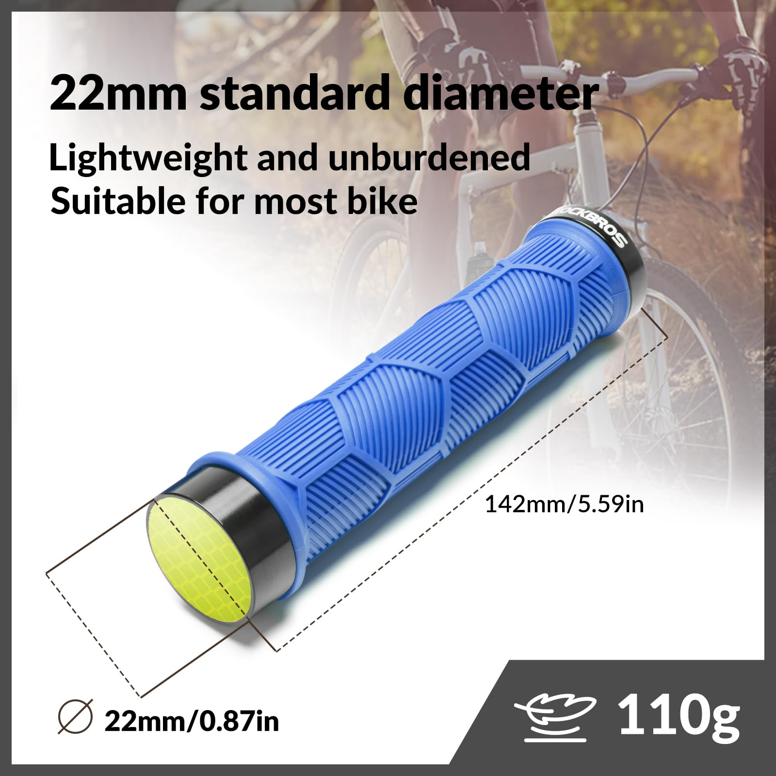 ROCKBROS Bicycle Handlebar Grips Non-slip Rubber Handlebar Grips #Color_Blue
