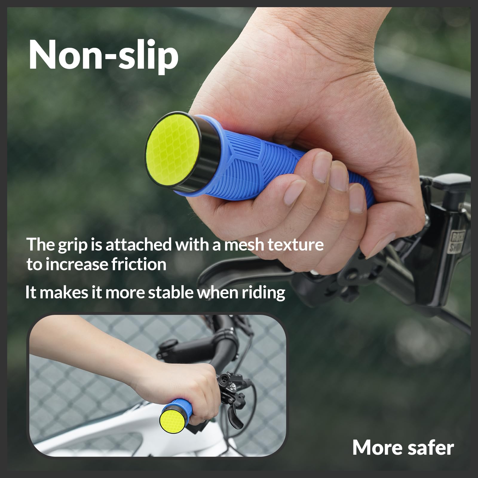 ROCKBROS Bicycle Handlebar Grips Non-slip Rubber Handlebar Grips #Color_Blue