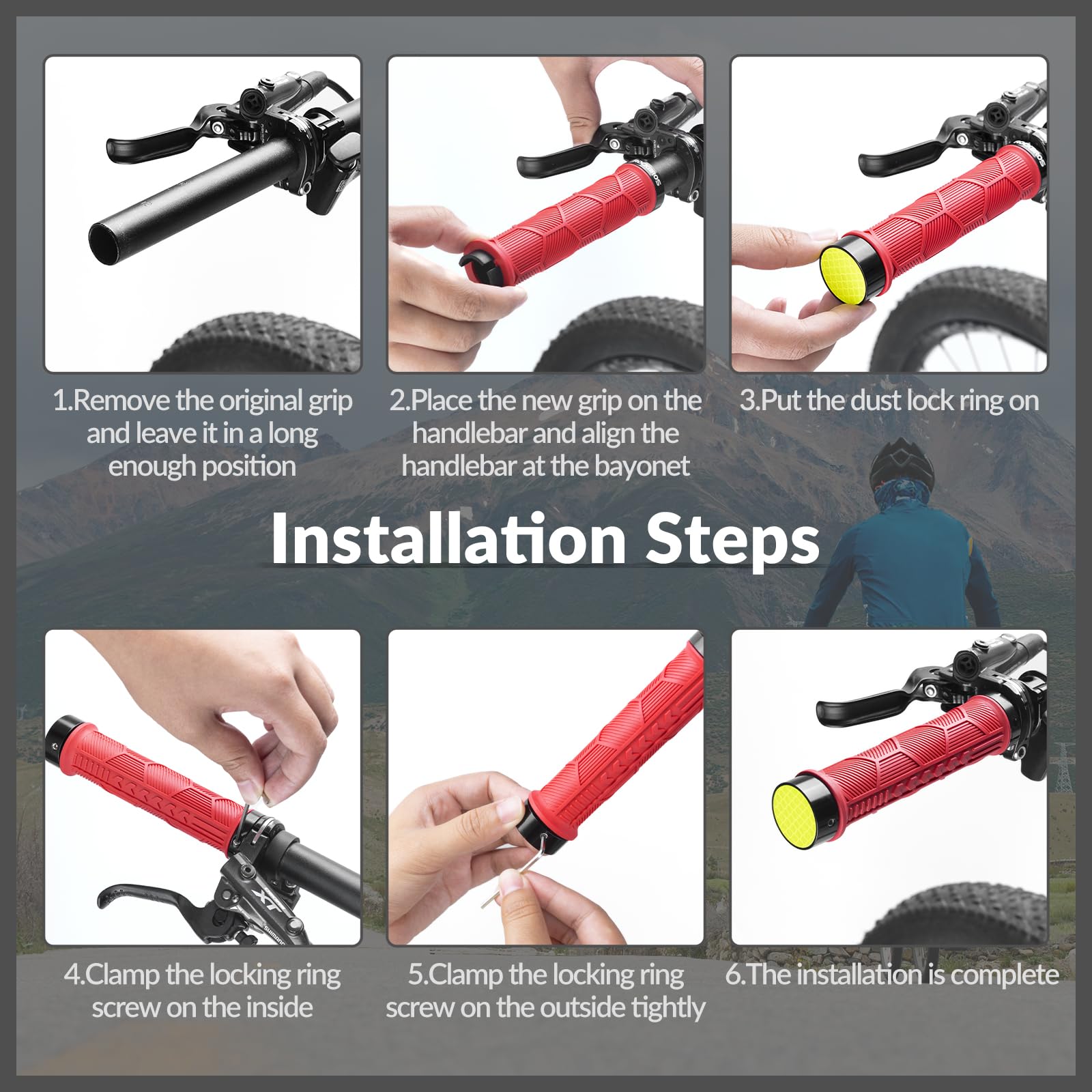 ROCKBROS Bicycle Handlebar Grips Non-slip Rubber Handlebar Grips #Color_Blue