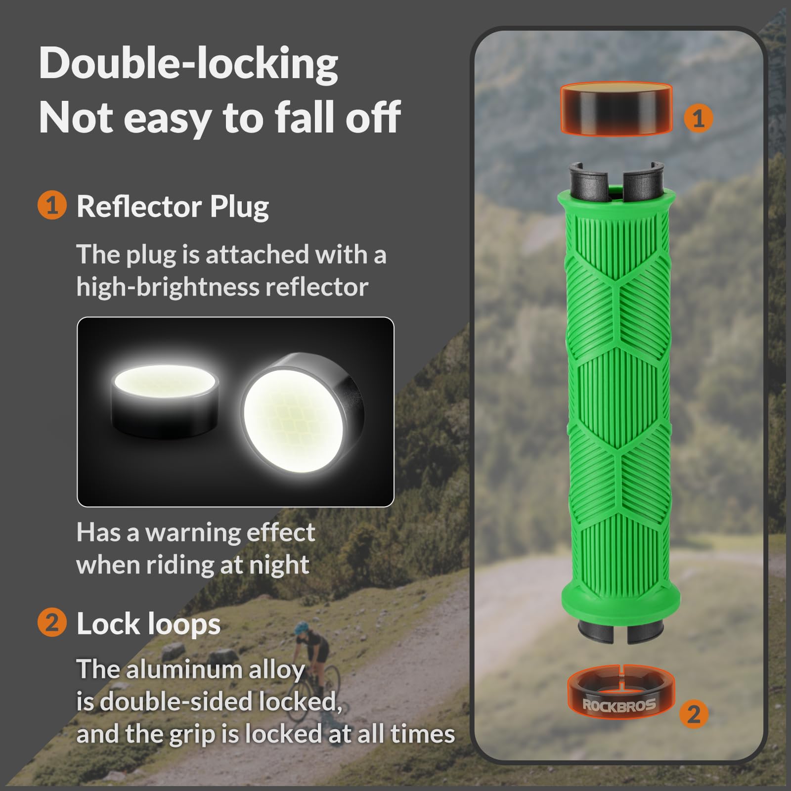 ROCKBROS Bicycle Handlebar Grips Non-slip Rubber Handlebar Grips #Color_Green