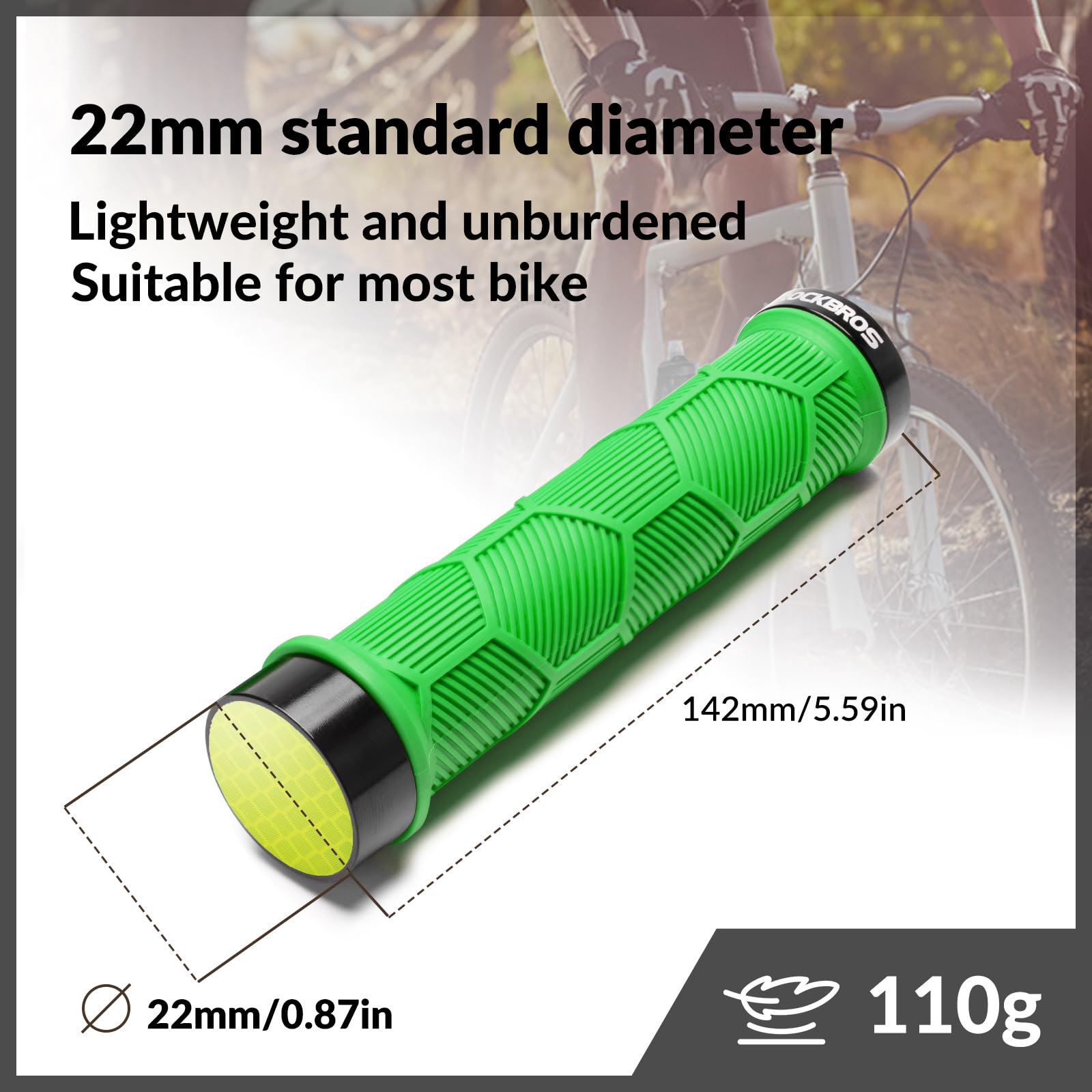 ROCKBROS Bicycle Handlebar Grips Non-slip Rubber Handlebar Grips #Color_Green