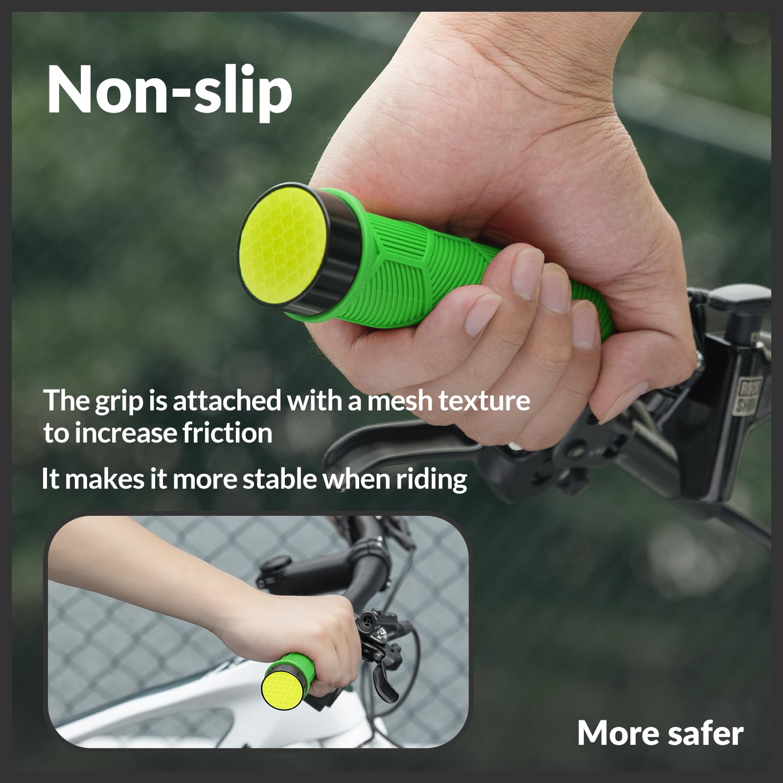 ROCKBROS Bicycle Handlebar Grips Non-slip Rubber Handlebar Grips #Color_Green