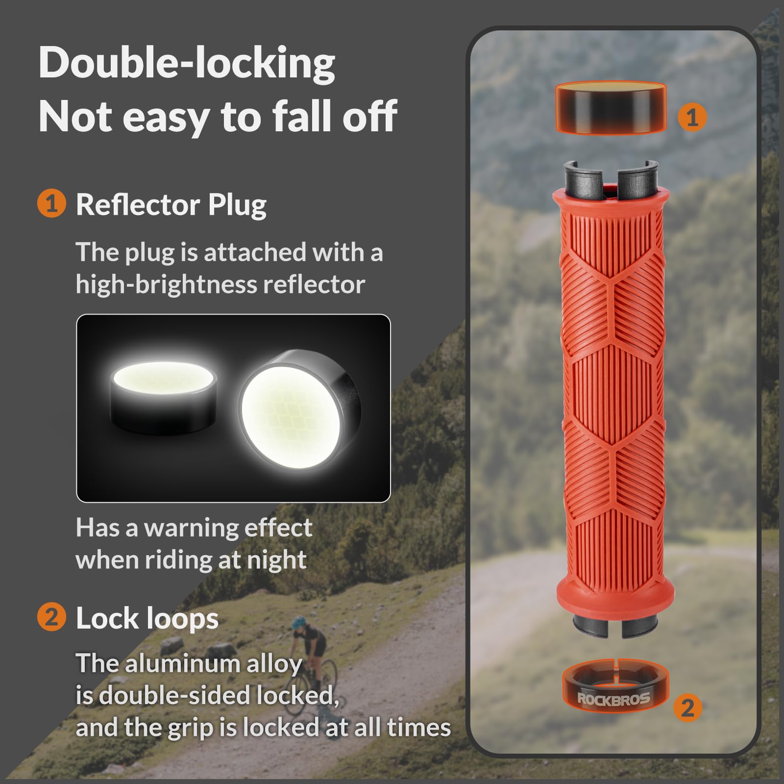 ROCKBROS Bicycle Handlebar Grips Non-slip Rubber Handlebar Grips #Color_Orange