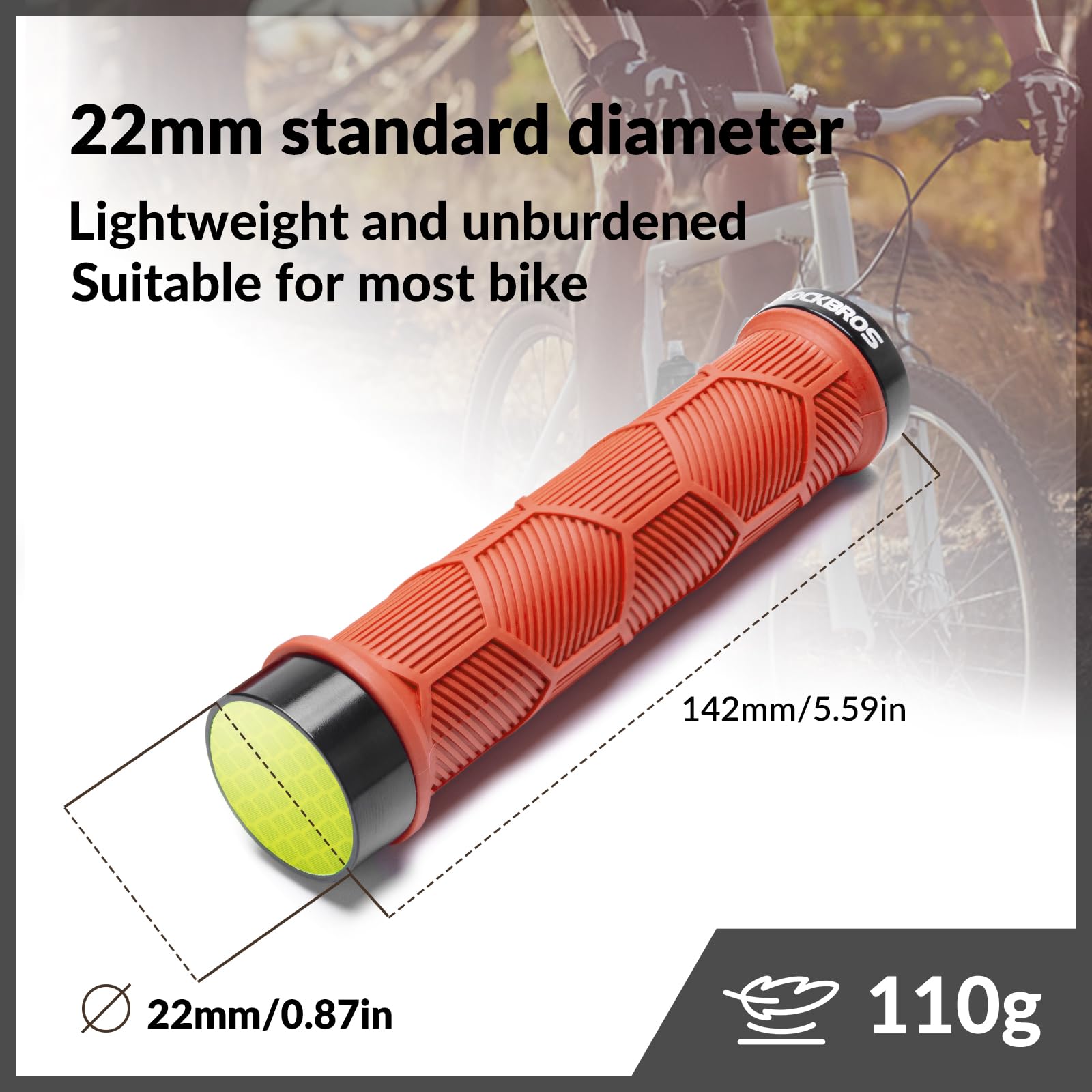 ROCKBROS Bicycle Handlebar Grips Non-slip Rubber Handlebar Grips #Color_Orange