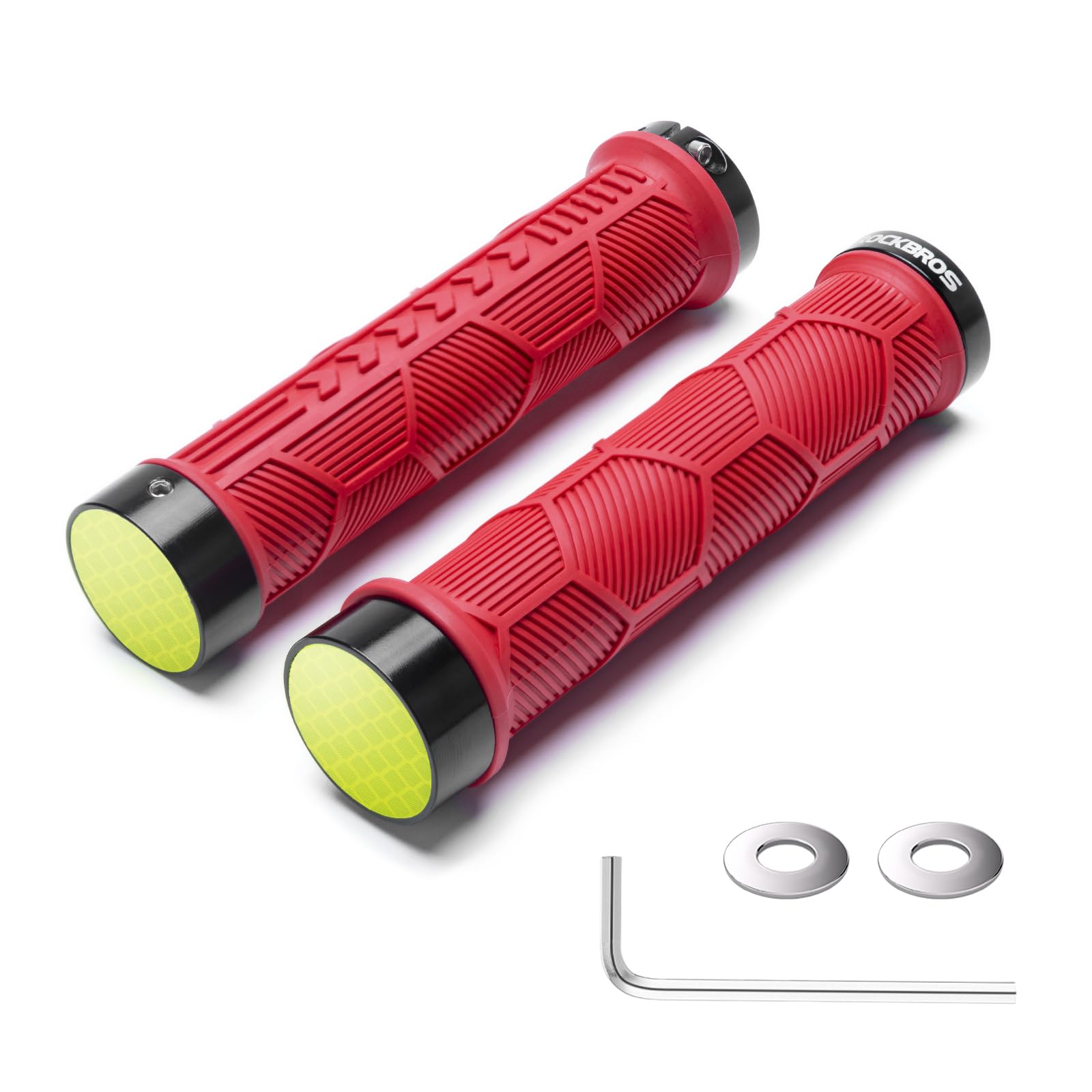ROCKBROS Bicycle Handlebar Grips Non-slip Rubber Handlebar Grips #Color_Red