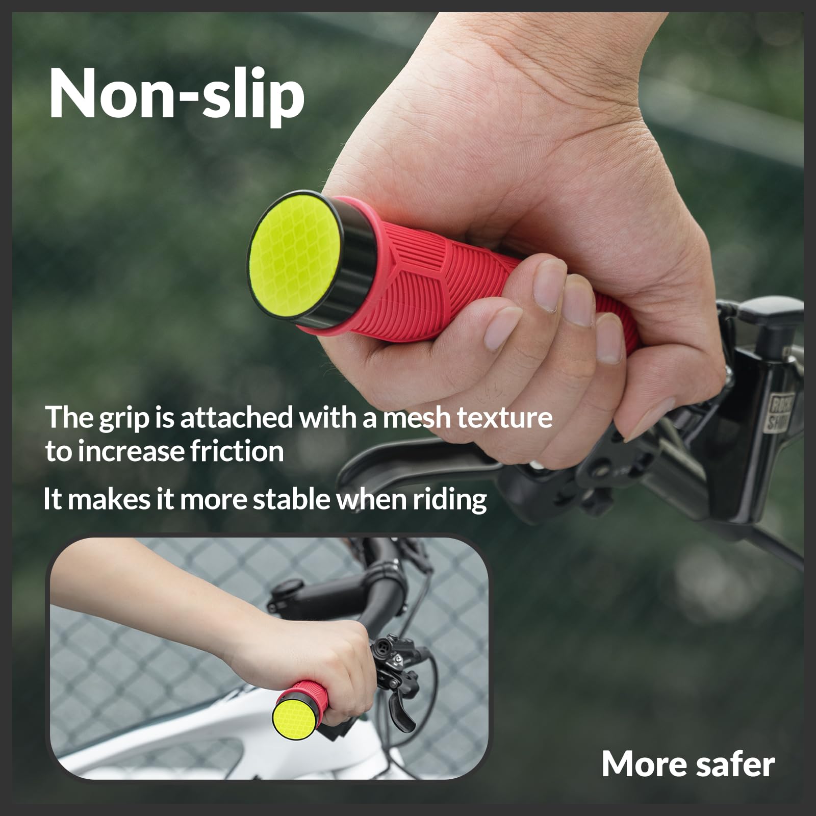 ROCKBROS Bicycle Handlebar Grips Non-slip Rubber Handlebar Grips #Color_Red