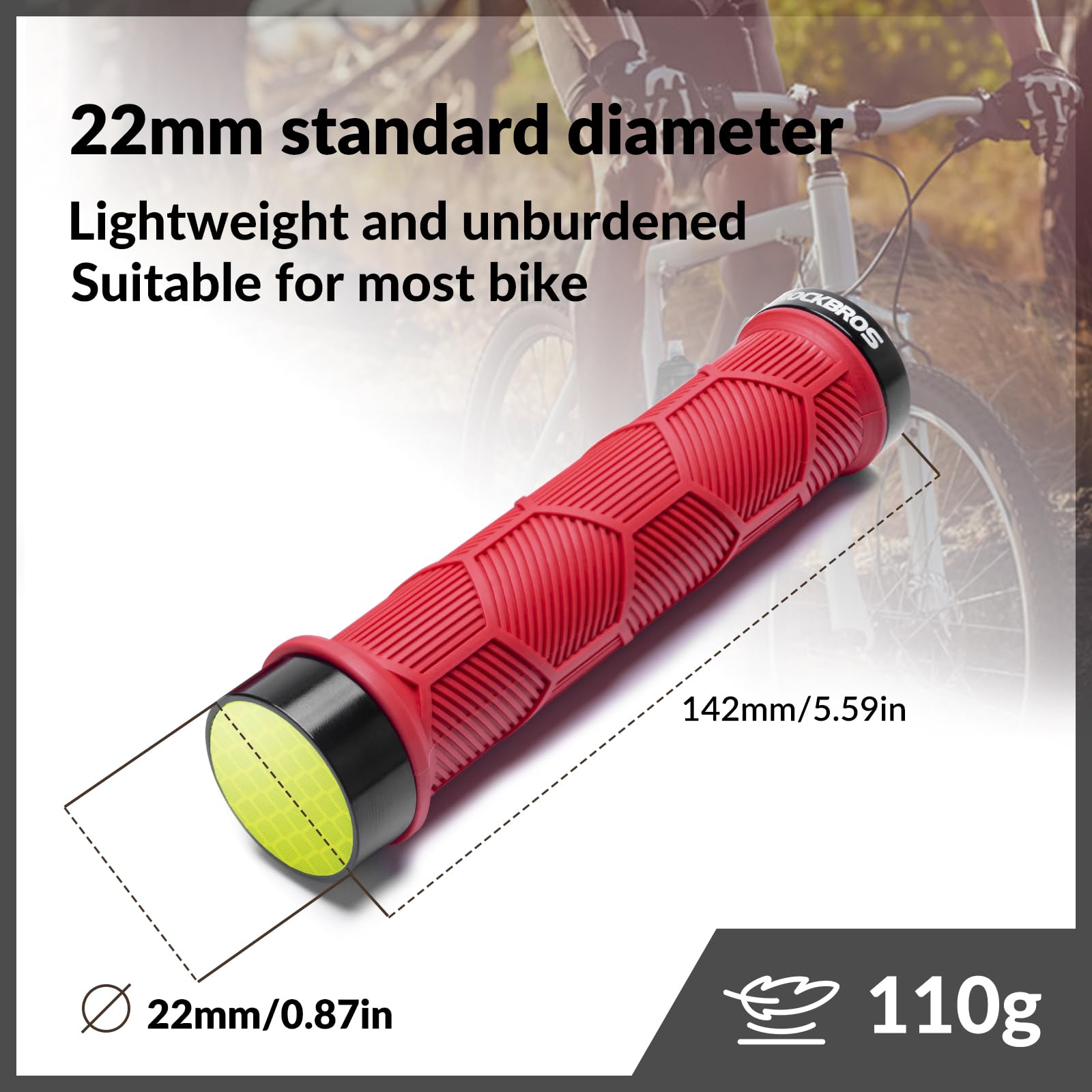 ROCKBROS Bicycle Handlebar Grips Non-slip Rubber Handlebar Grips #Color_Red