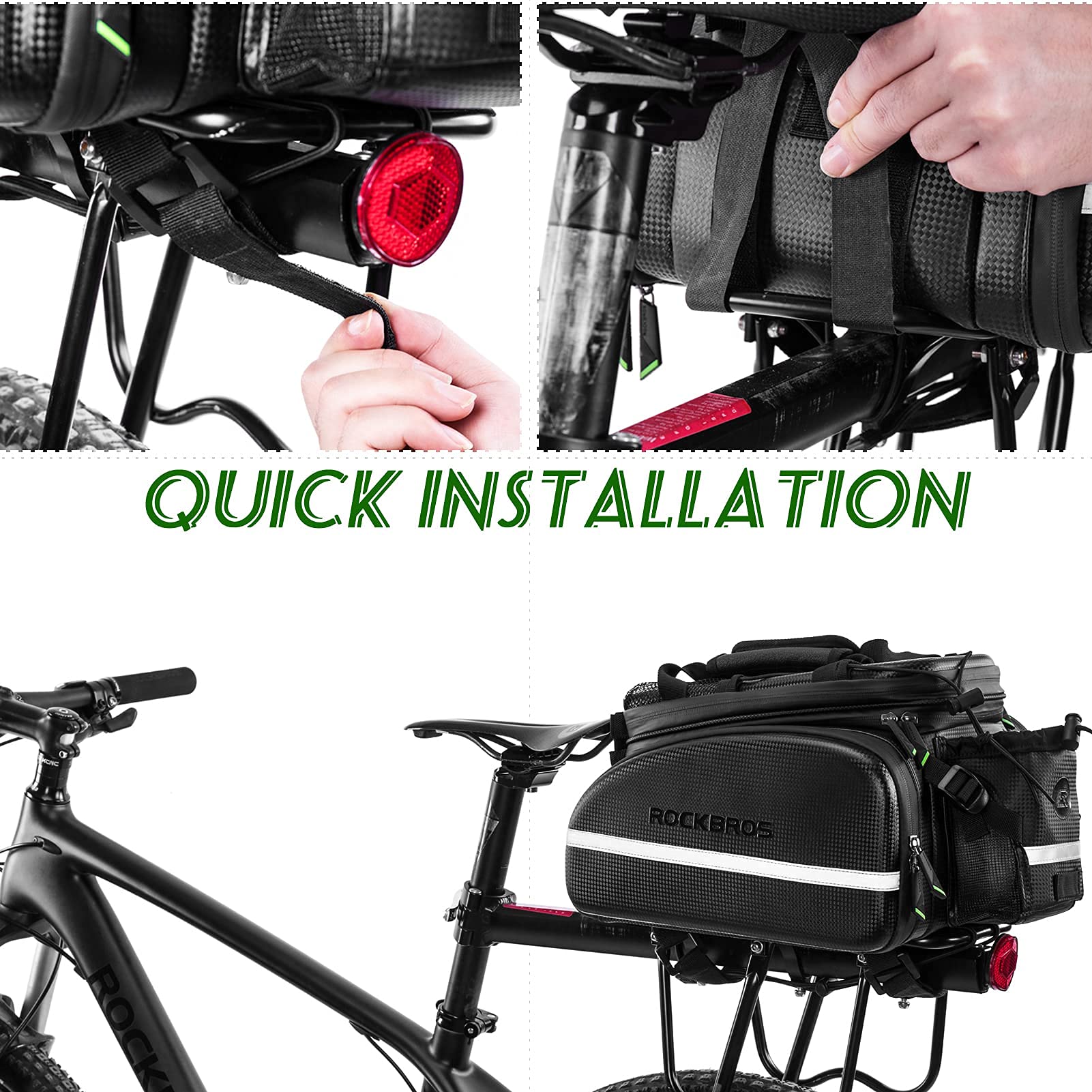 ROCKBROS Bicycle Pannier Bag Waterproof Carbon Texture Rear Rack Bag - ROCKBROS-UK