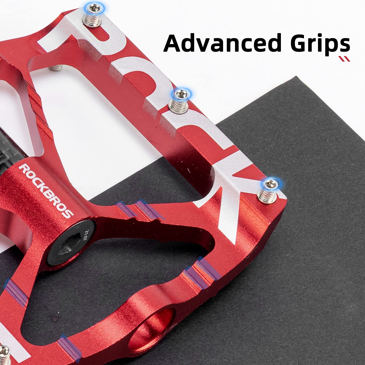 ROCKBROS Bicycle Pedals 9/16 Mountain Bike Pedals Aluminium (Pair) #Color_Red