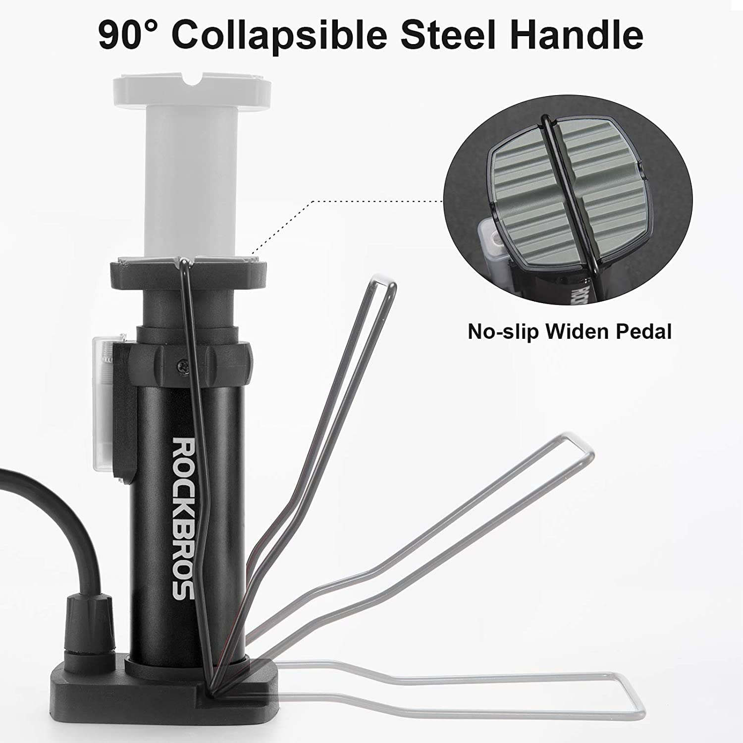 ROCKBROS Bicycle Pump Mini Foot Pumps Portable Pump with Pressure Gauge