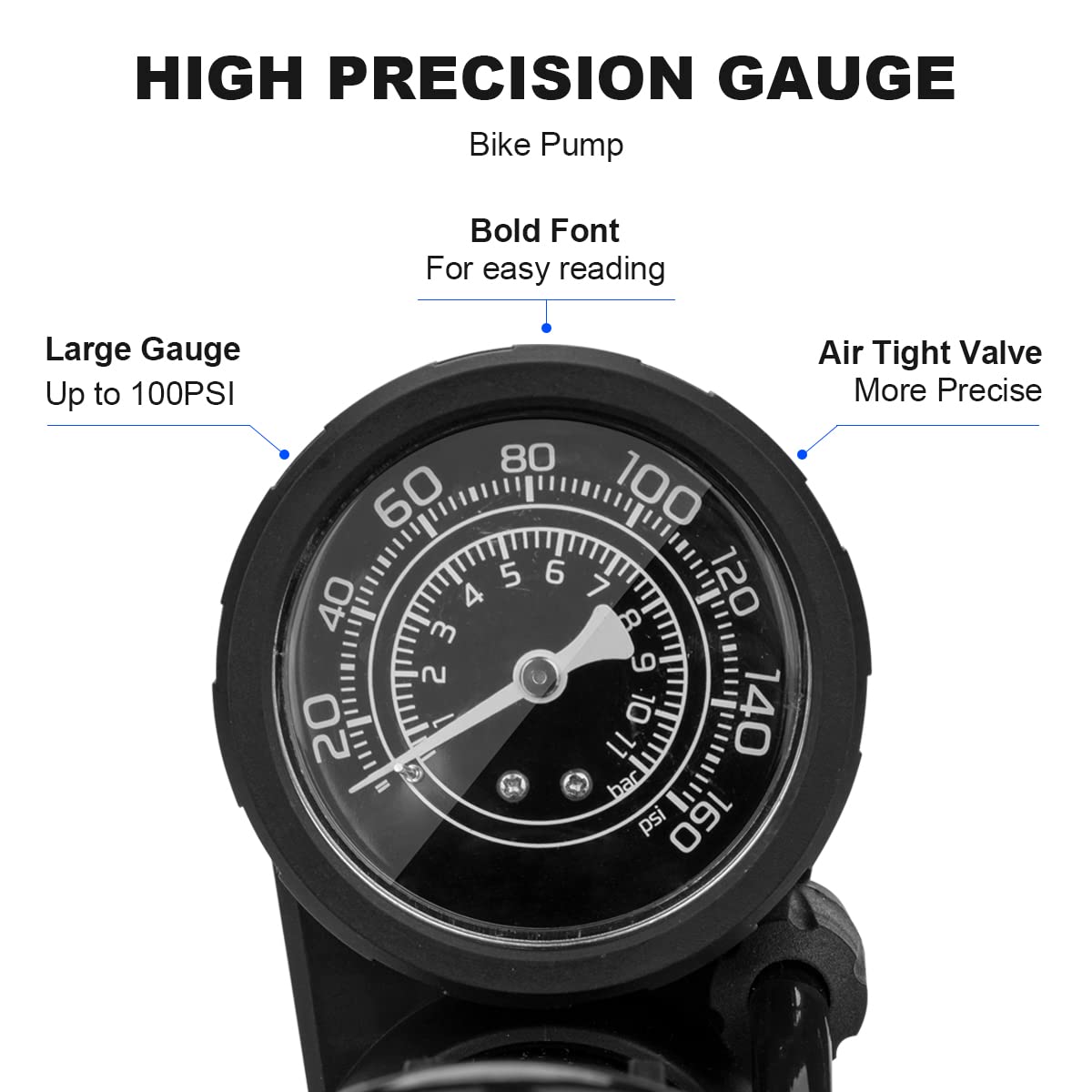 ROCKBROS Bicycle Pump Mini Foot Pumps Portable Pump with Pressure Gauge