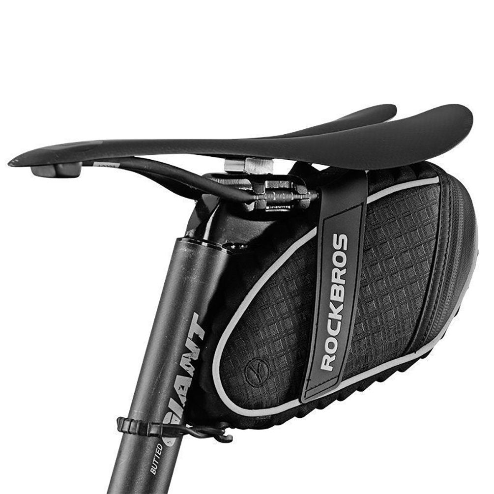 ROCKBROS Bicycle Saddle Bag Under Seat 3D Shell Cycling Seat Pack #Size_Black