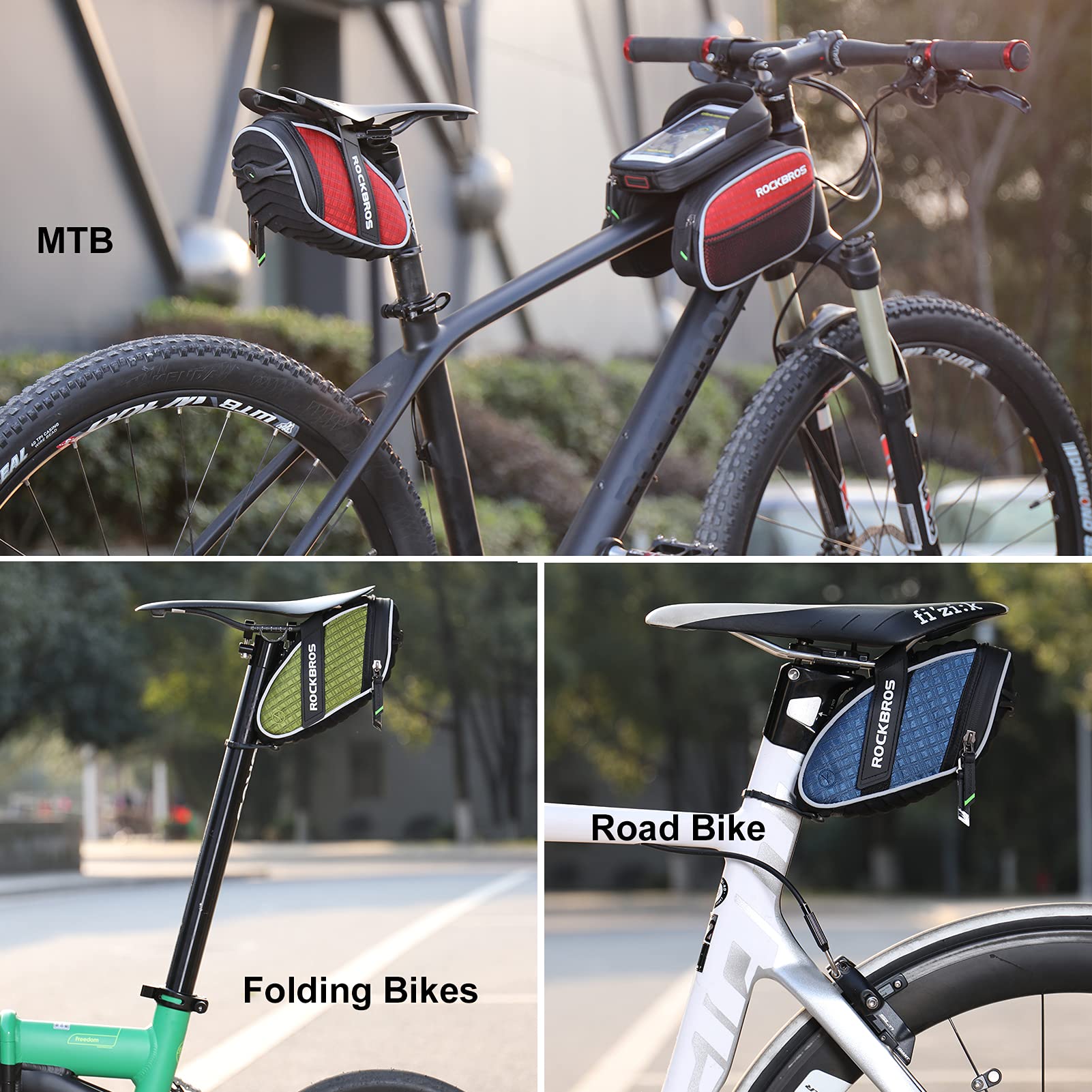 ROCKBROS Bicycle Saddle Bag Under Seat 3D Shell Cycling Seat Pack #Size_Black+tool