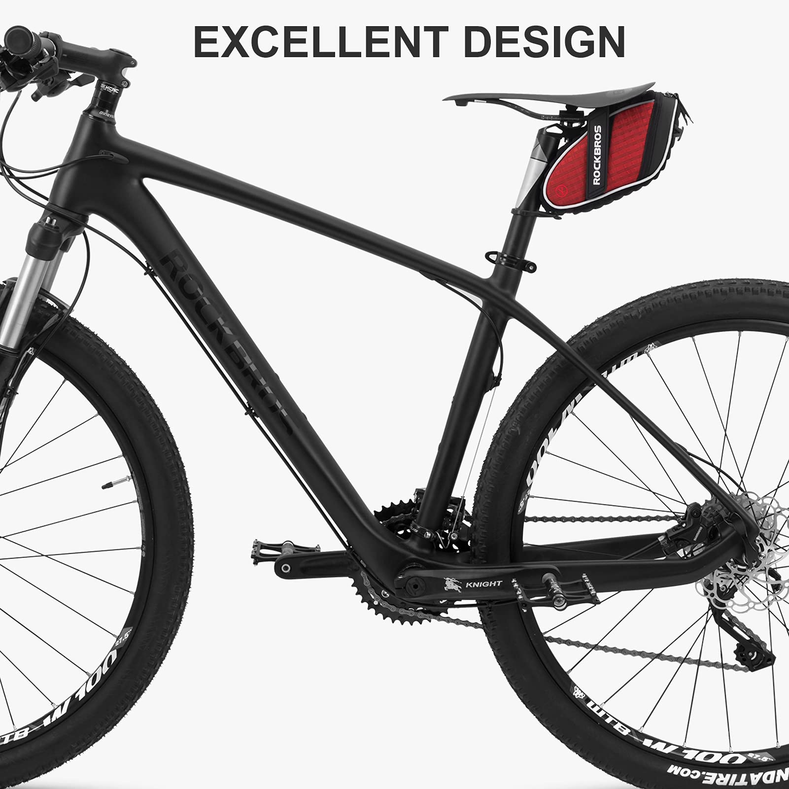 ROCKBROS Bicycle Saddle Bag Under Seat 3D Shell Cycling Seat Pack #Size_Red+tool