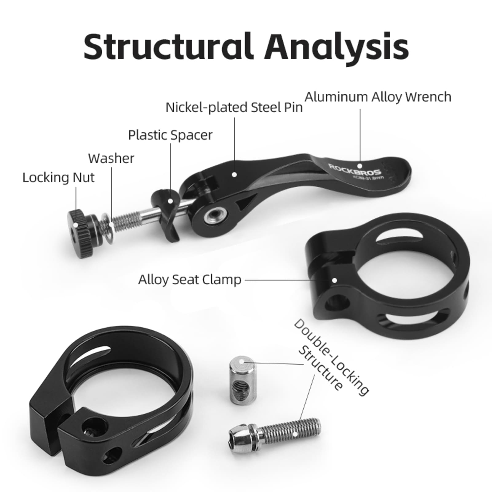 ROCKBROS Quick-Release Bicycle Seat Clamp – Instant Height Adjustment for Any Ride