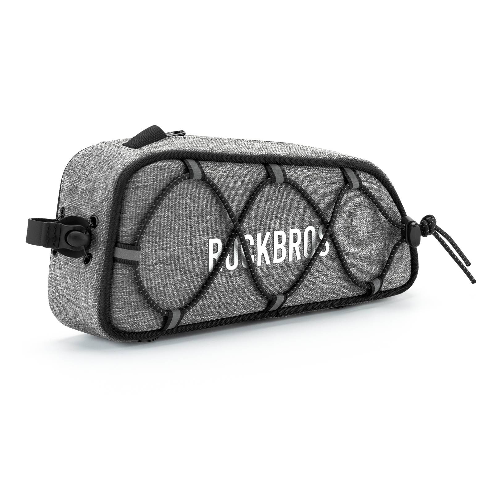 ROCKBROS Bicycle Top Tube Bag Frame Bag 0.7L Reflective Bicycle Bag #Color_Linen Gray