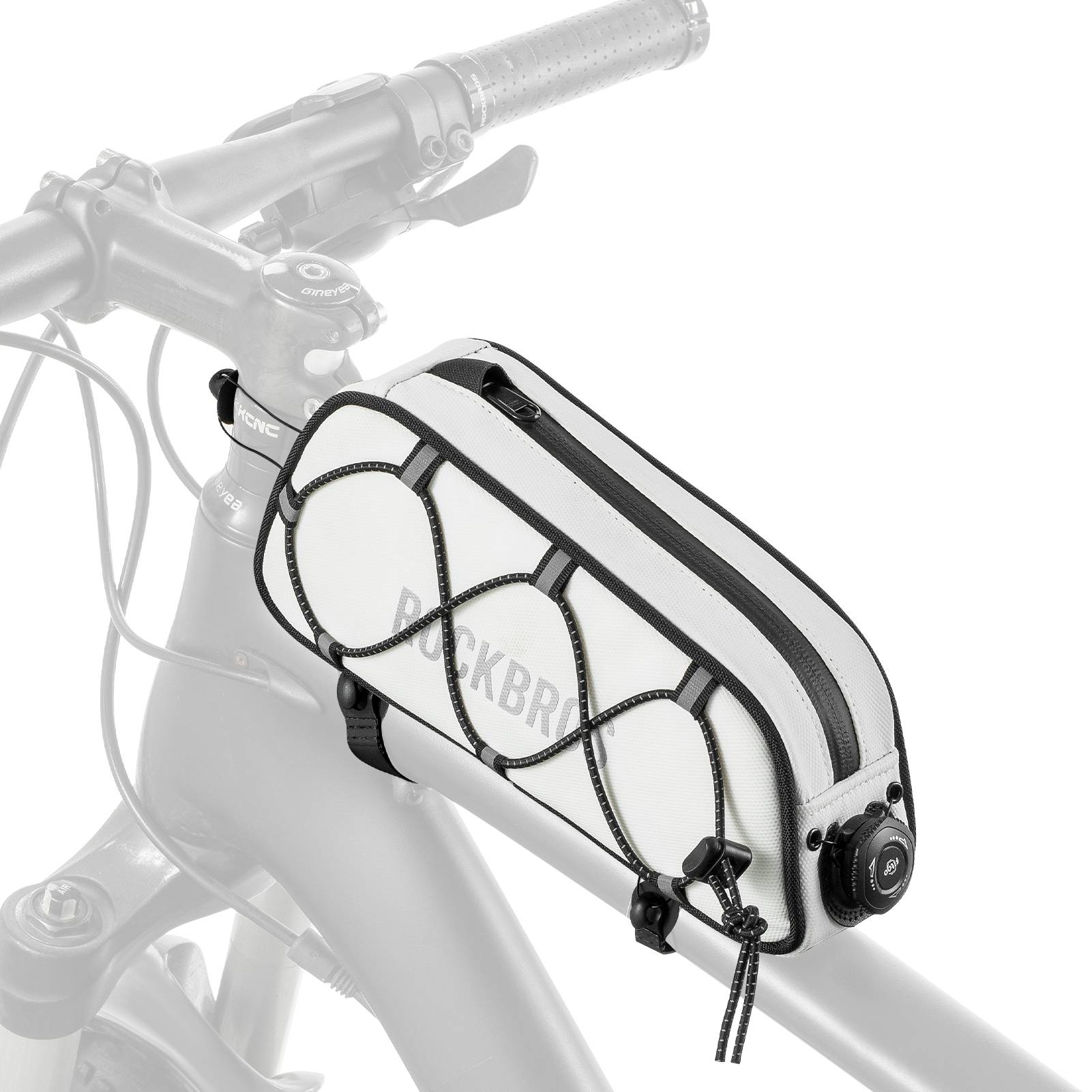 ROCKBROS Bicycle Top Tube Bag Frame Bag 0.7L Reflective Bicycle Bag #Color_White