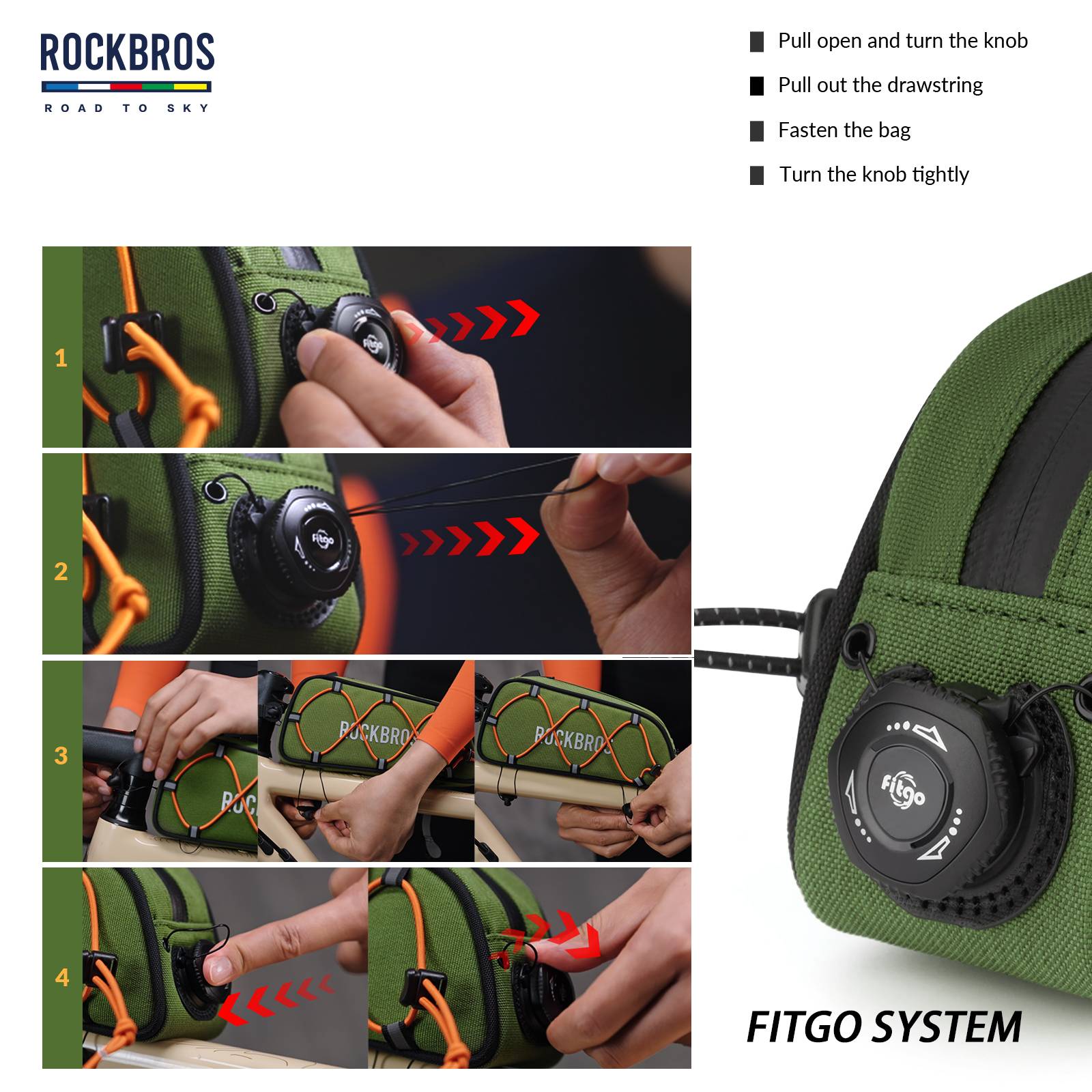 ROCKBROS Bicycle Top Tube Bag Frame Bag 0.7L Reflective Bicycle Bag