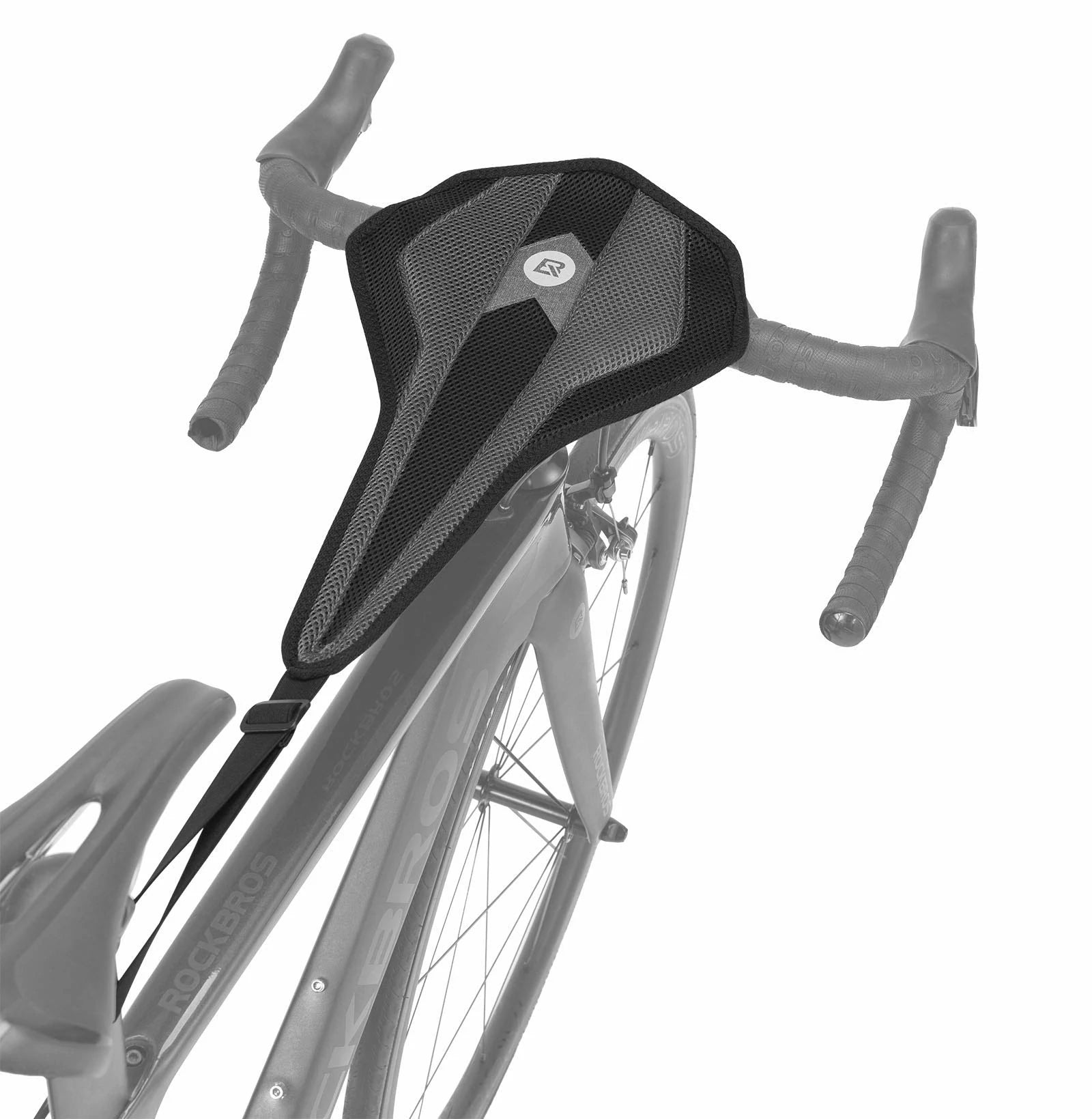 rockbros dual-layer sweat guard stretched between handlebar and seat-post on indoor #Style_Classic