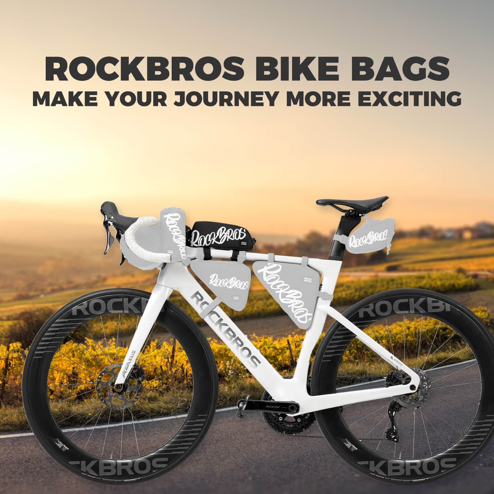 ROCKBROS 0.8L bike frame bag G009 waterproof top tube bag with large storage and easy-access design for cycling essentials.