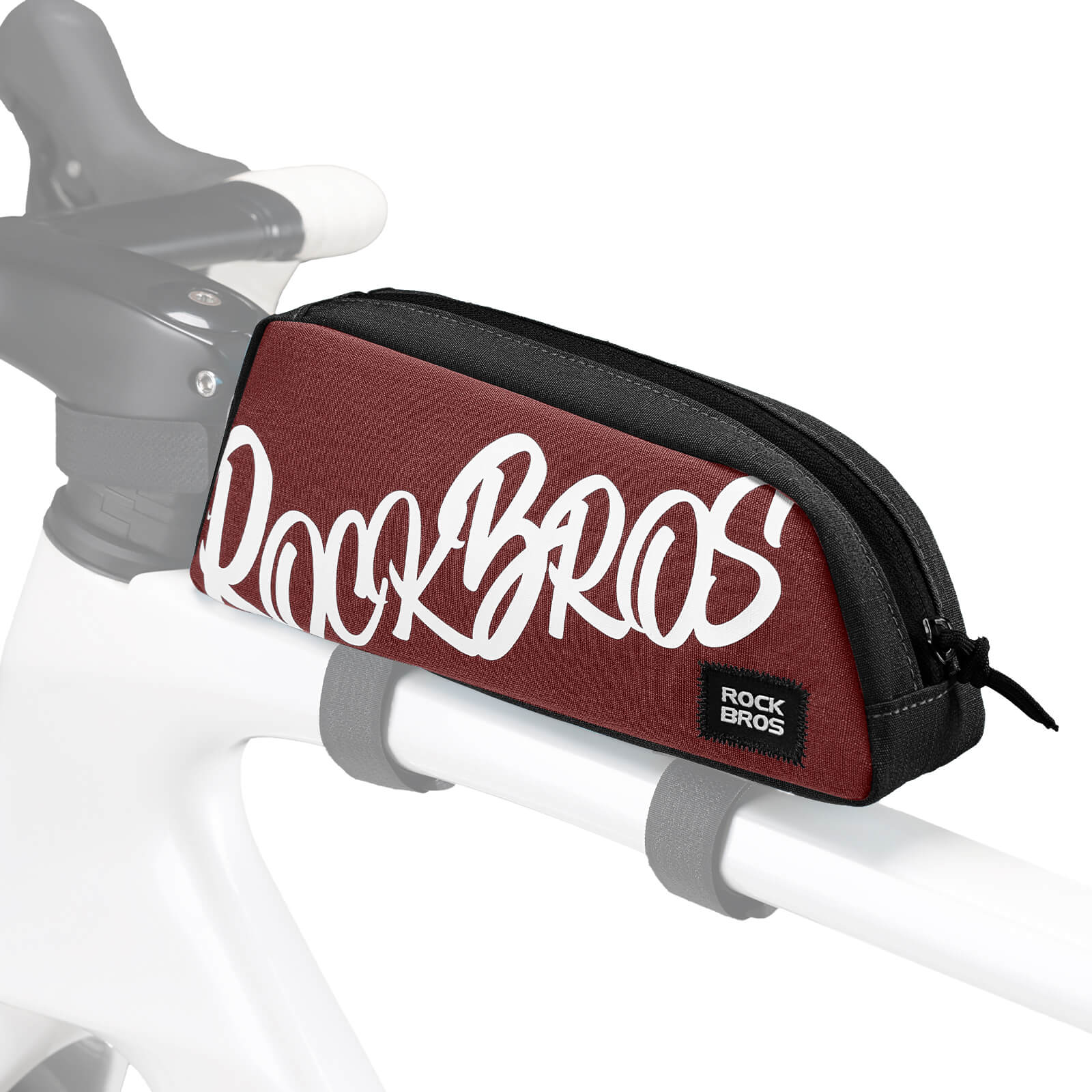 ROCKBROS 0.8L bike frame bag G009 waterproof top tube bag with large storage and easy-access design for cycling essentials.#Color_Red