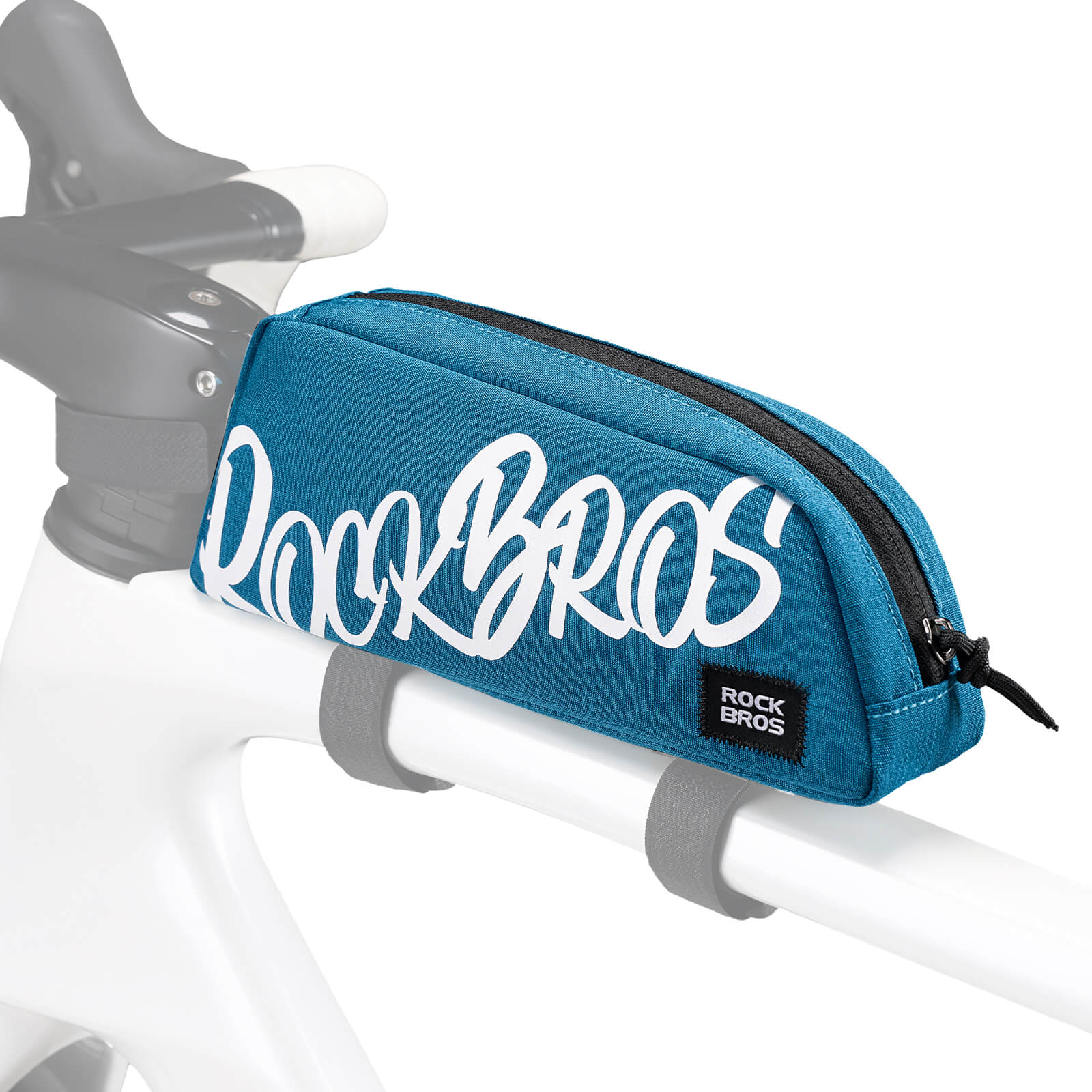 ROCKBROS 0.8L bike frame bag G009 waterproof top tube bag with large storage and easy-access design for cycling essentials.#Color_Blue