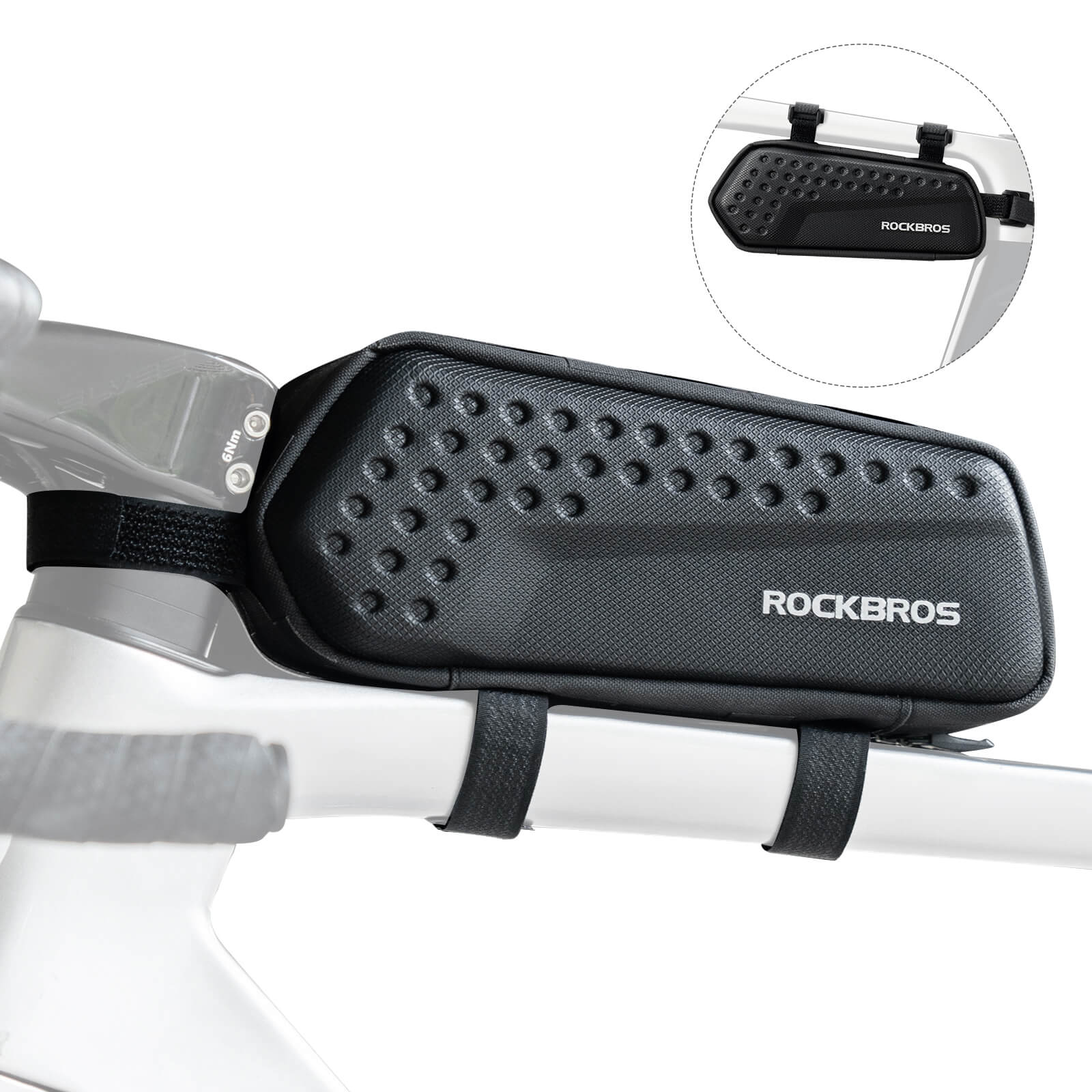 ROCKBROS Bike Frame Bag – Compact 1.1L Storage (Black, Water-Resistant)