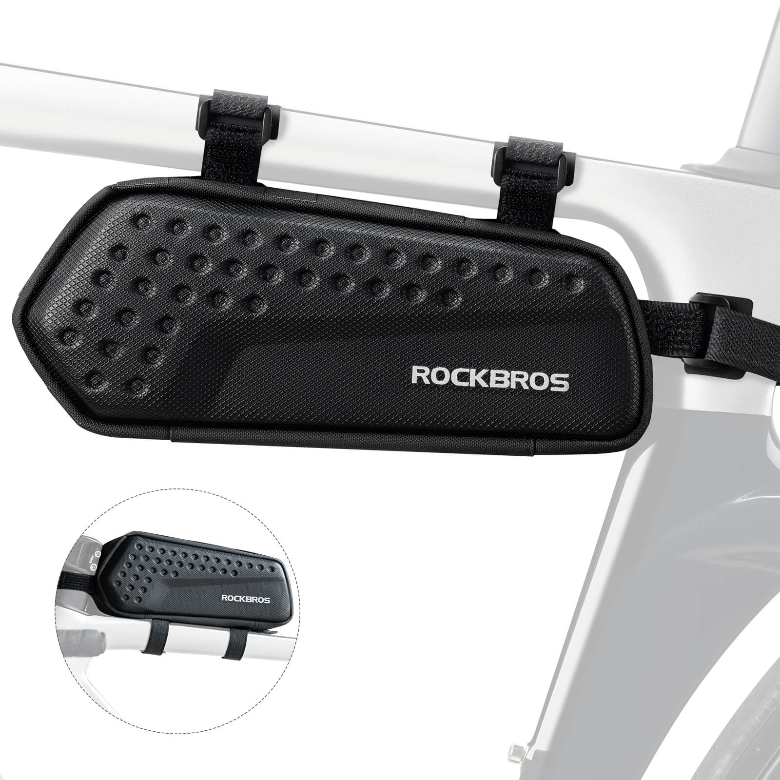 ROCKBROS Bike Frame Bag – Compact 1.1L Storage (Black, Water-Resistant)