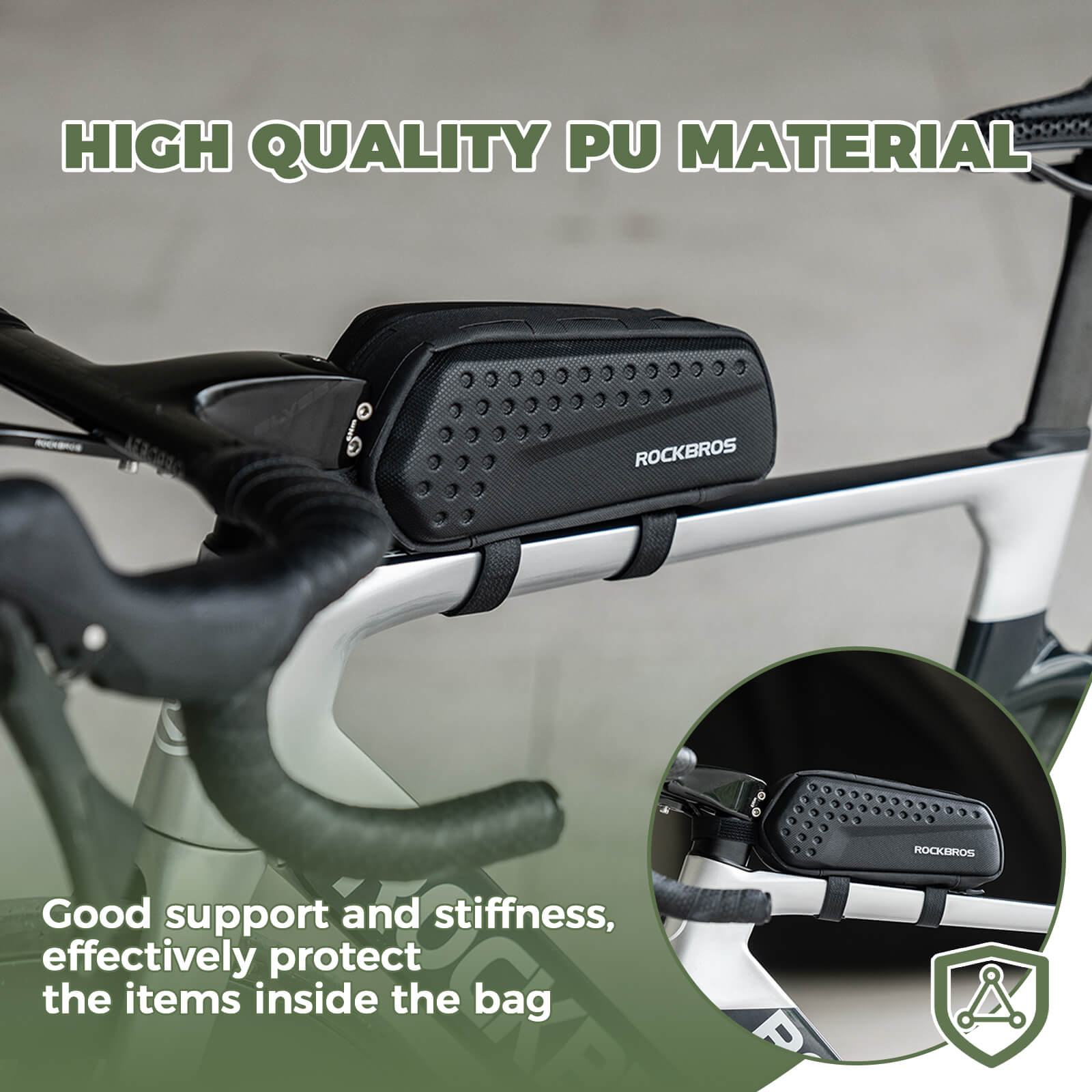 ROCKBROS Bike Frame Bag – Compact 1.1L Storage (Black, Water-Resistant)