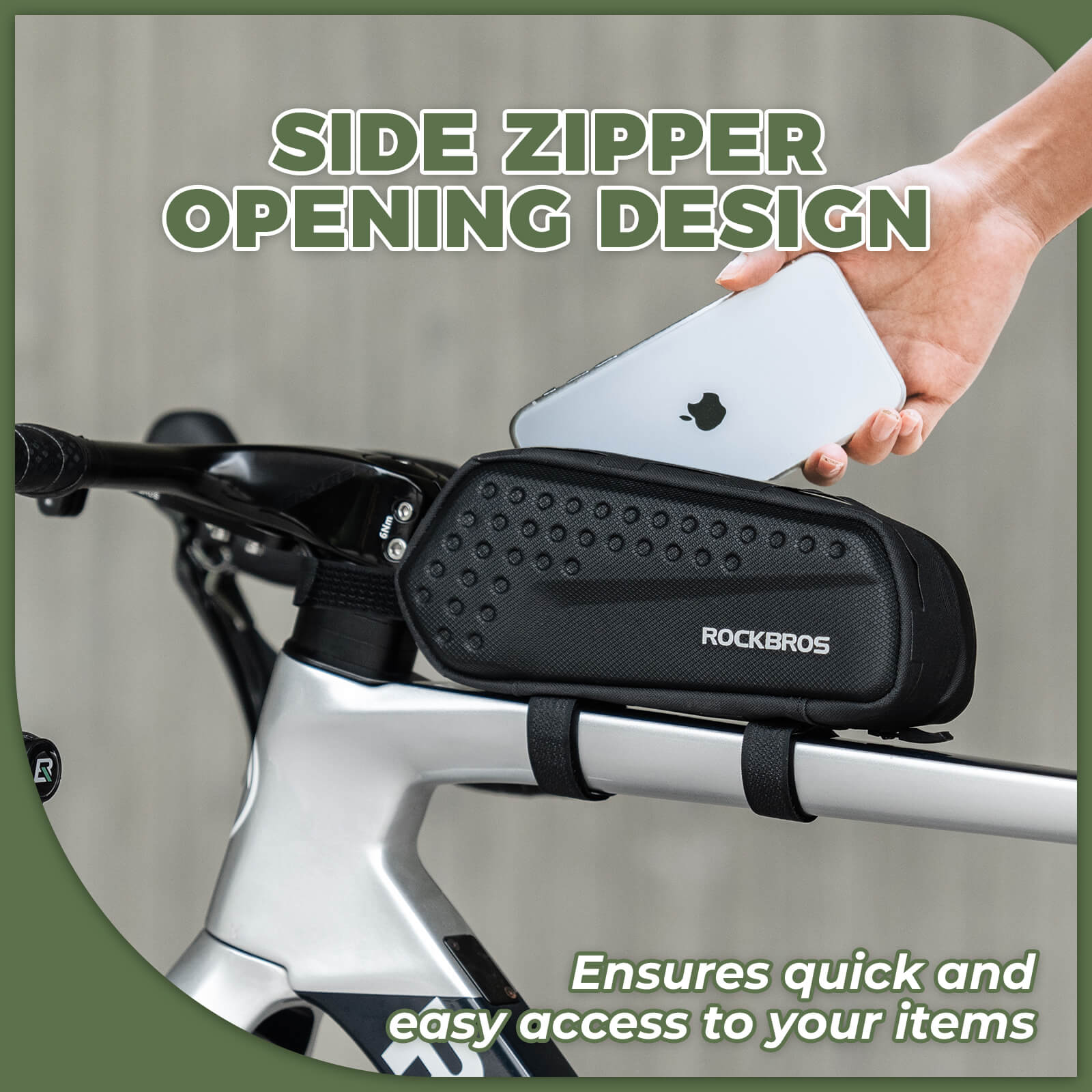 ROCKBROS Bike Frame Bag – Compact 1.1L Storage (Black, Water-Resistant)