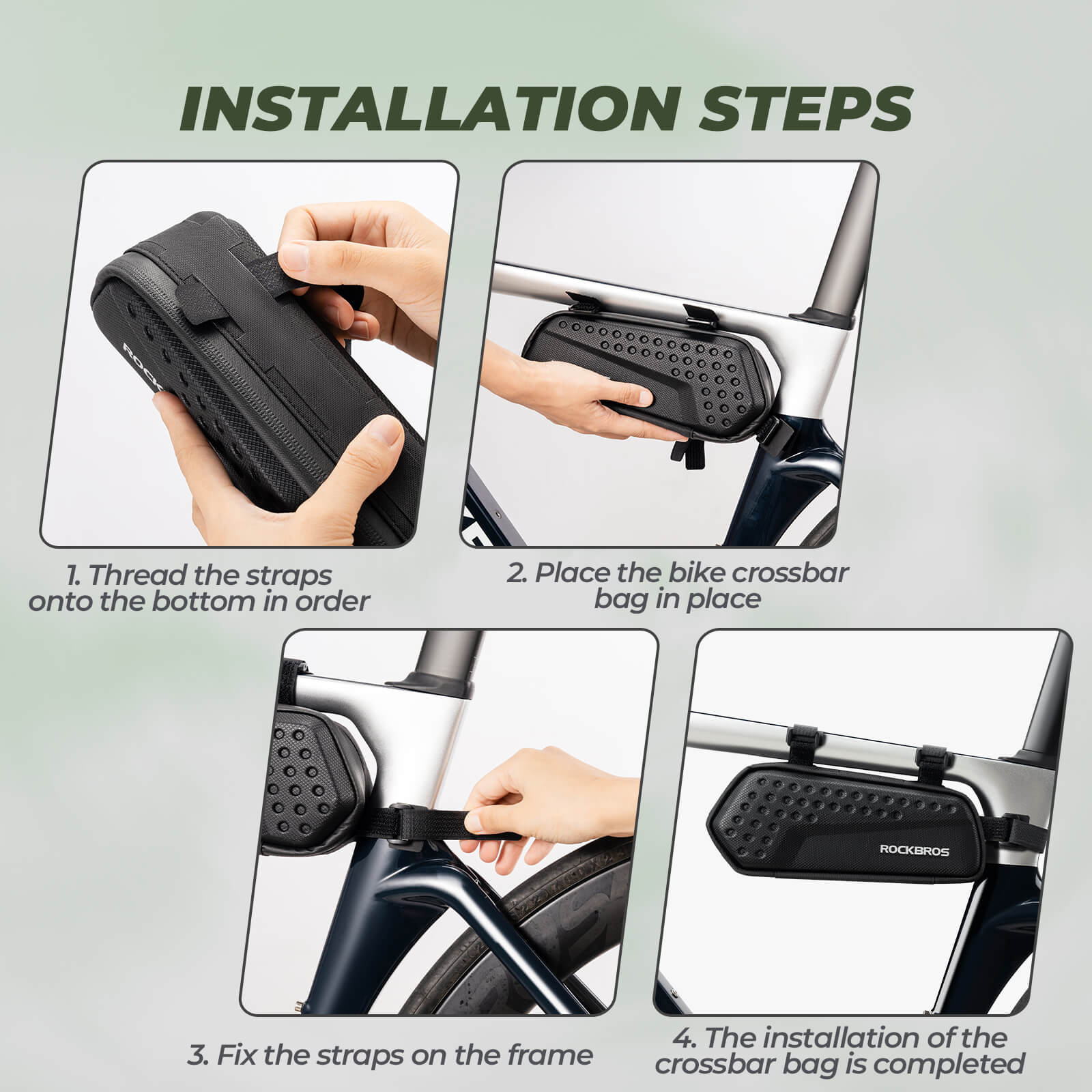 ROCKBROS Bike Frame Bag – Compact 1.1L Storage (Black, Water-Resistant)