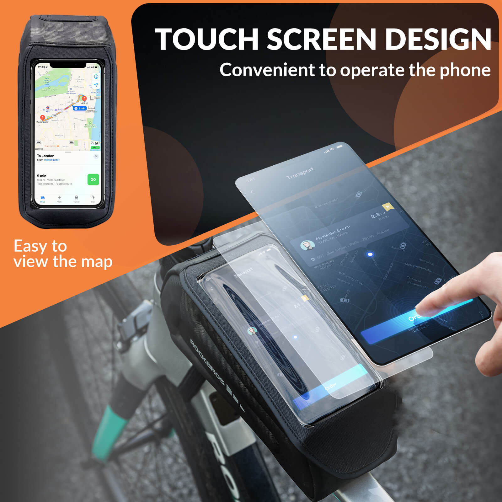 ROCKBROS Bike Frame Bag 1.7L – Smart Storage + Phone Access On The Go! #Color_Camouflage