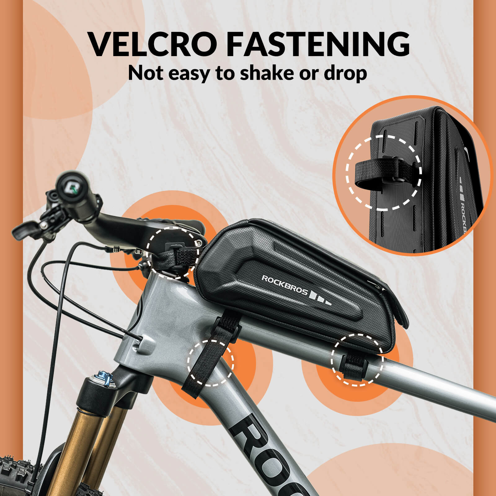 ROCKBROS Bike Frame Bag 1.7L – Smart Storage + Phone Access On The Go! #Color_Black