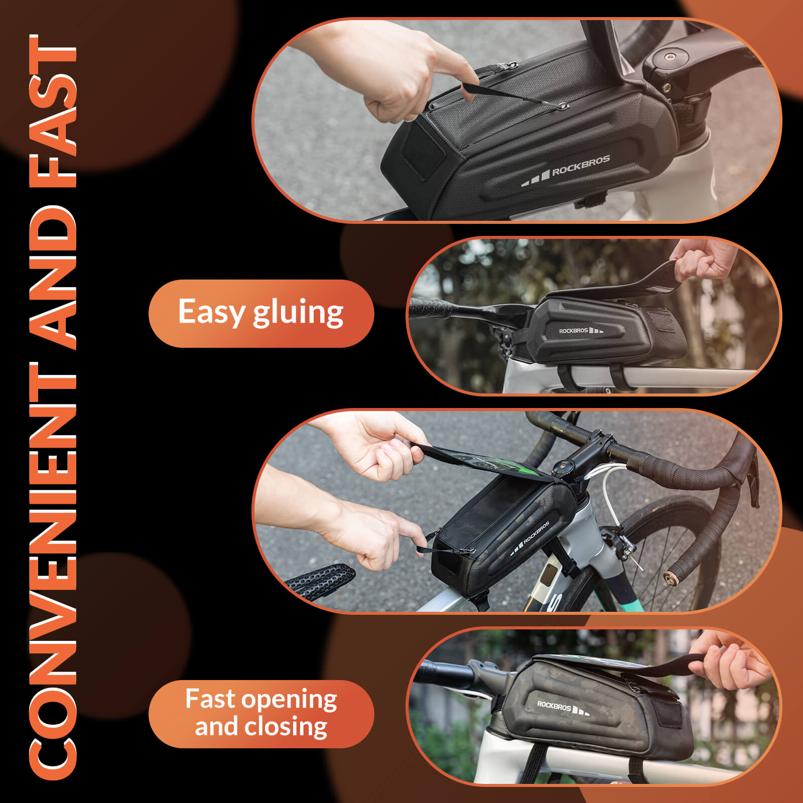 ROCKBROS Bike Frame Bag 1.7L – Smart Storage + Phone Access On The Go!