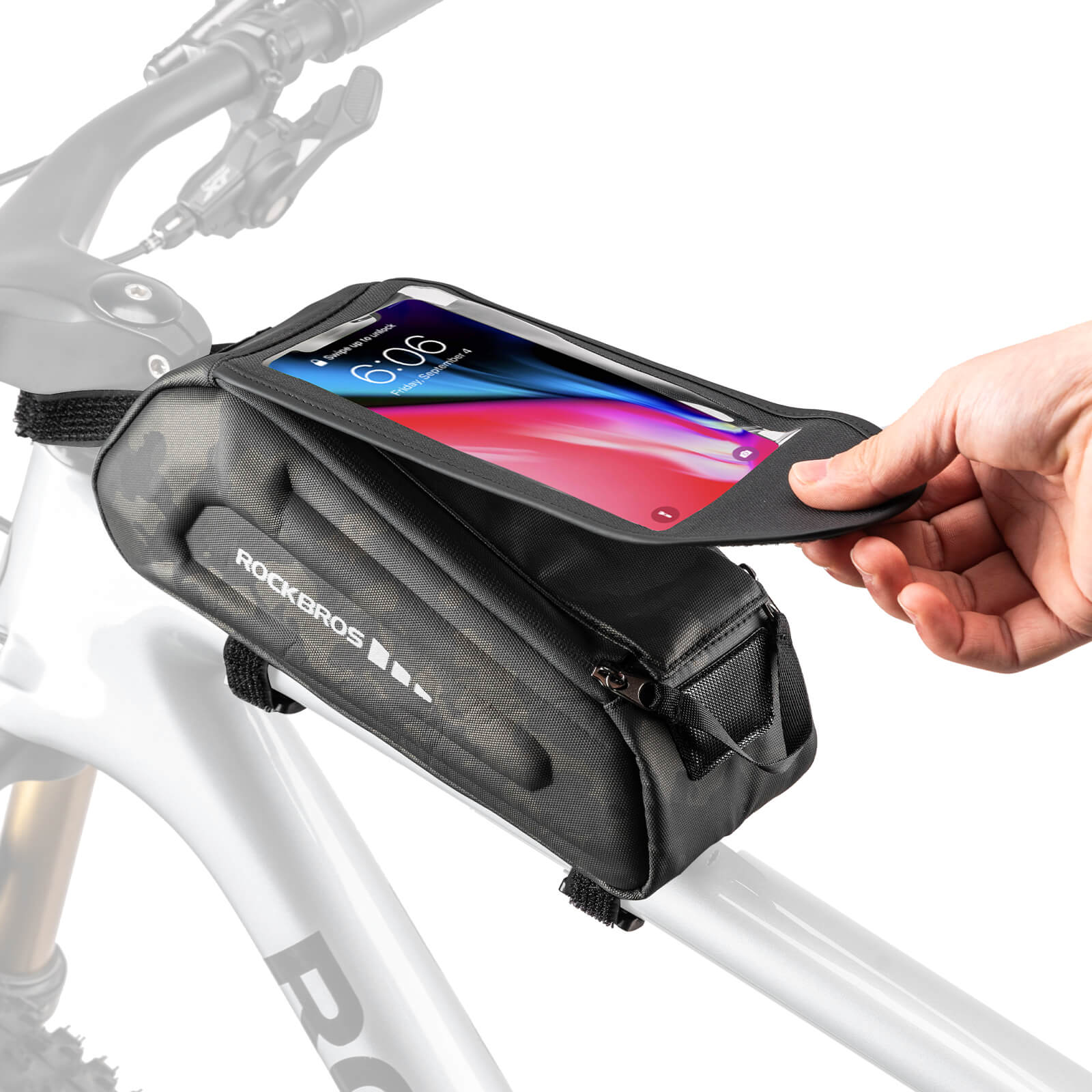 ROCKBROS Bike Frame Bag 1.7L – Smart Storage + Phone Access On The Go! #Color_Camouflage