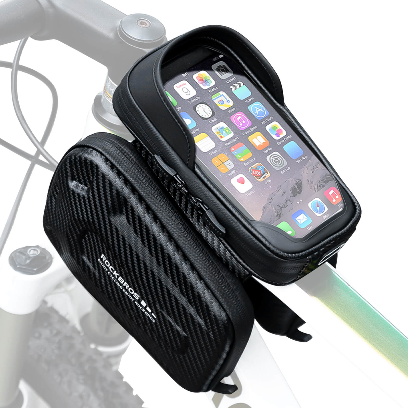 ROCKBROS Bike Frame Bag – Phone Storage with Touch Screen Access (Water-Resistant)
