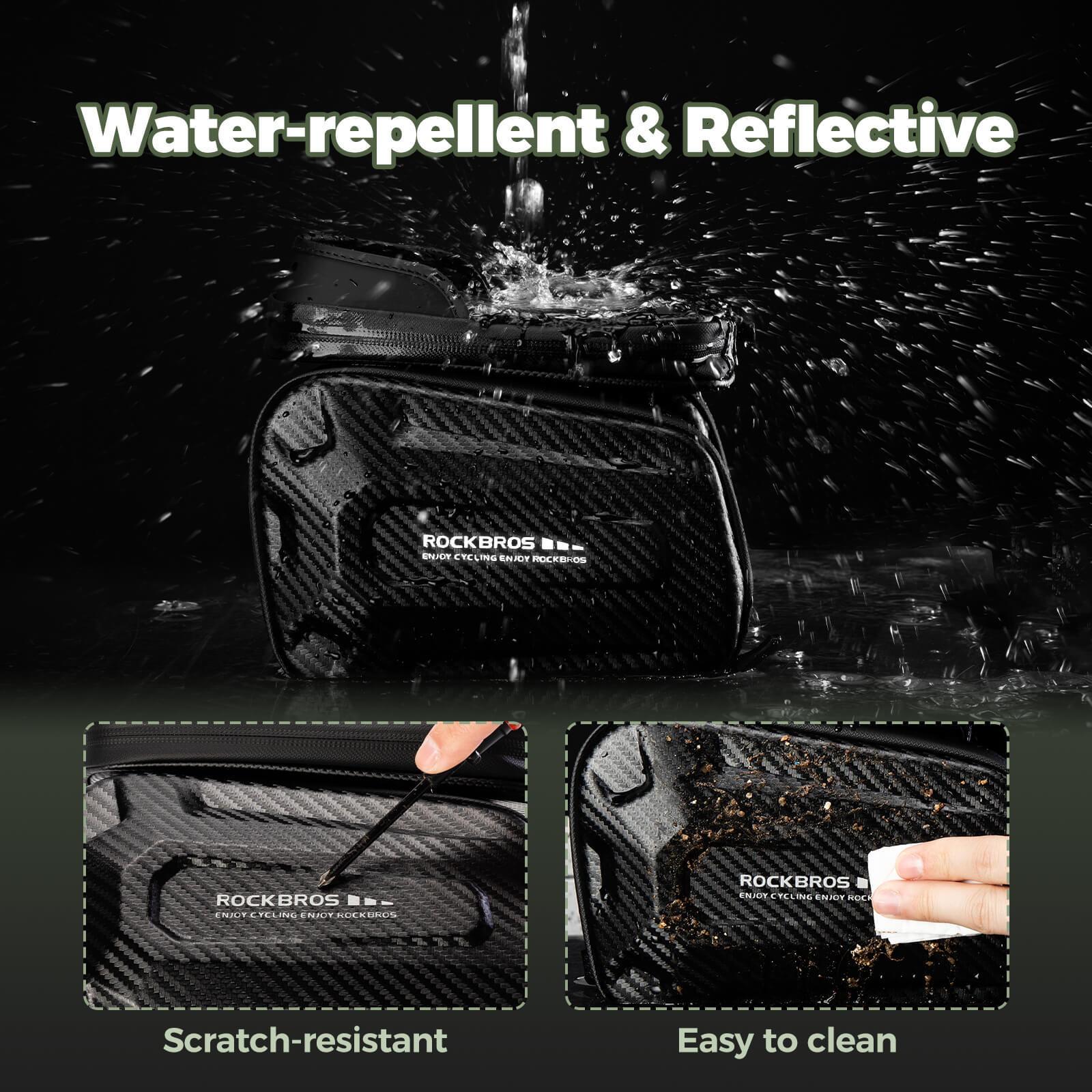 ROCKBROS Bike Frame Bag – Phone Storage with Touch Screen Access (Water-Resistant)