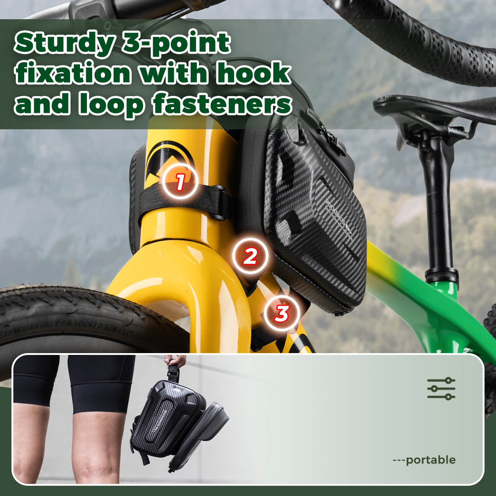 ROCKBROS Bike Frame Bag – Phone Storage with Touch Screen Access (Water-Resistant)