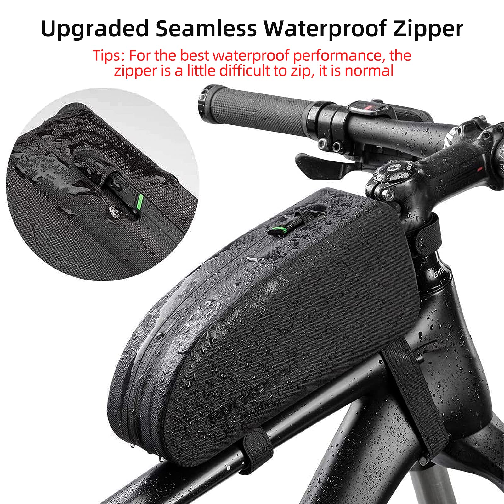 ROCKBROS Bike Frame Bag Waterproof Nylon Top Tube Bag 1.6 L/1L
