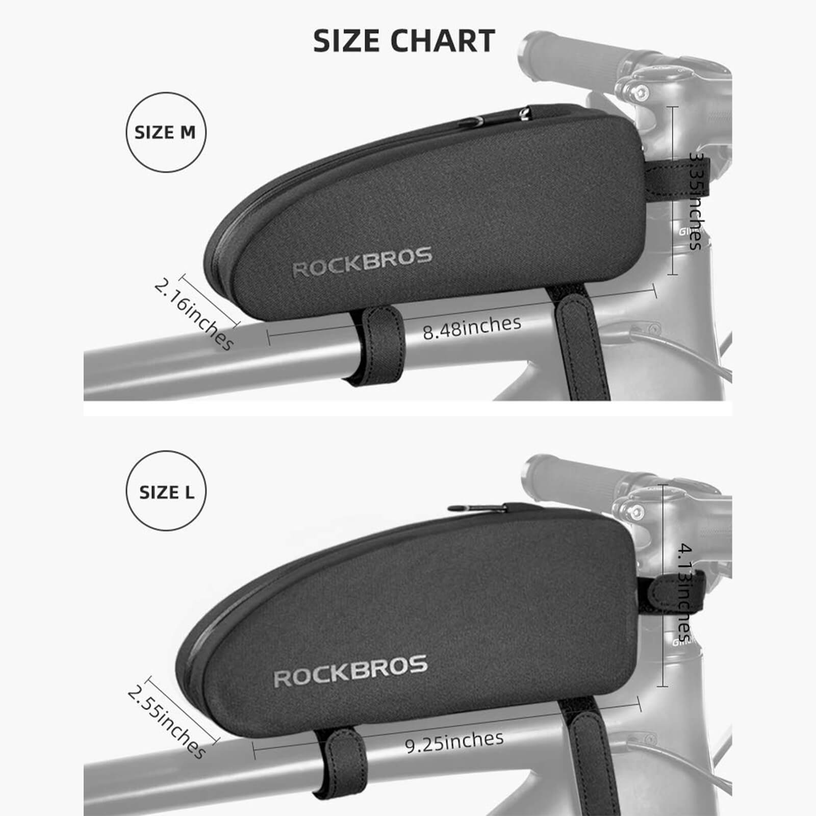 ROCKBROS Bike Frame Bag Waterproof Nylon Top Tube Bag 1.6 L/1L