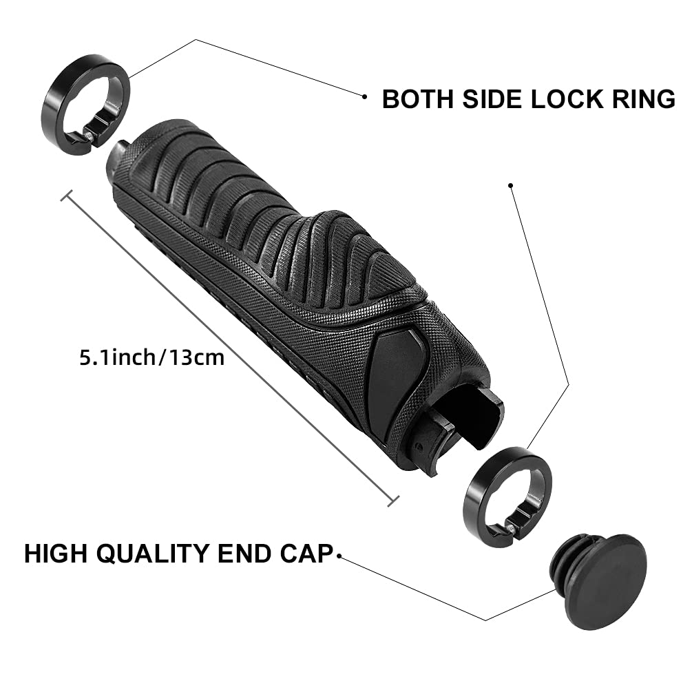 ROCKBROS Bike Grips Mountain Bike Handlebar Double Lock Rubber #Color_Black