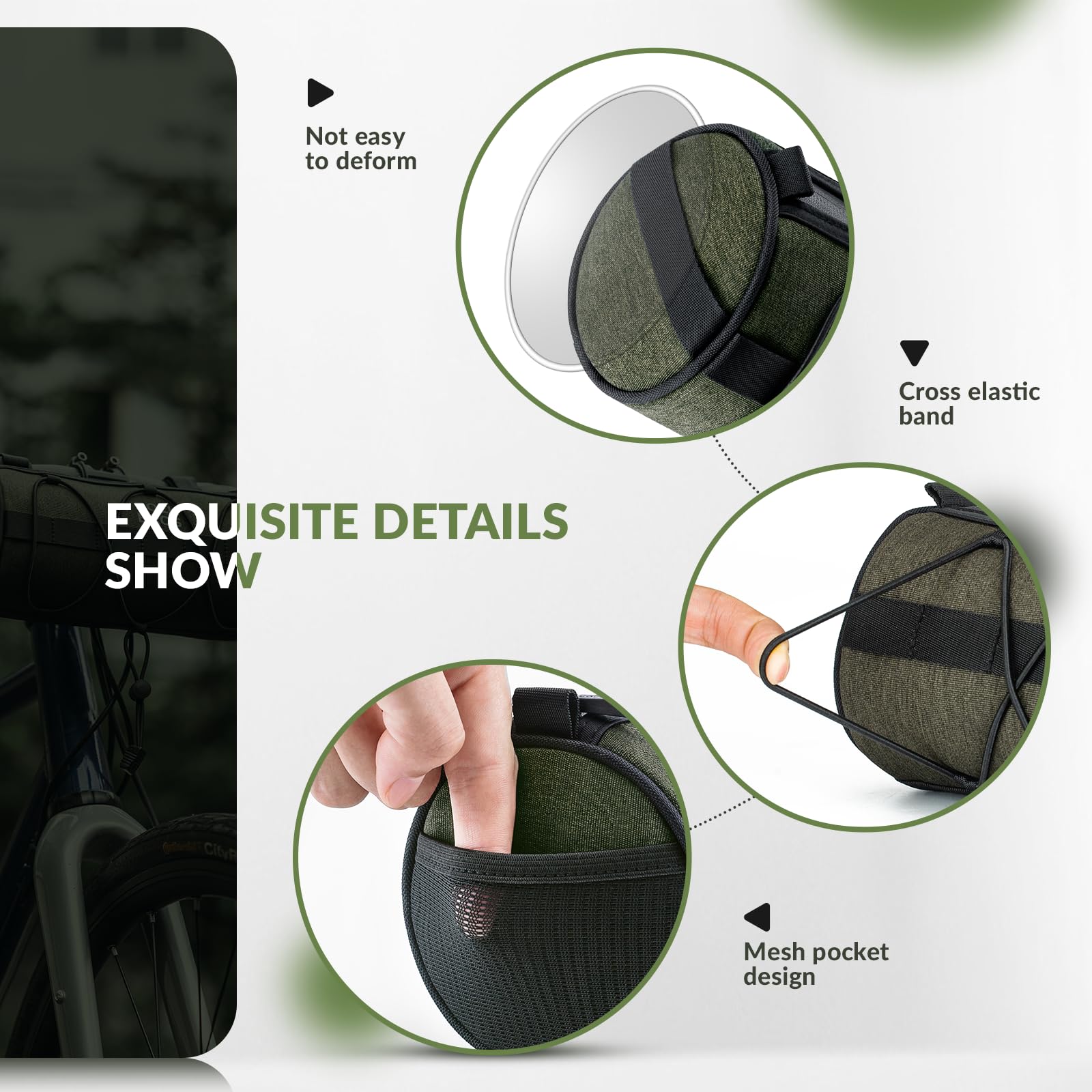 ROCKBROS Bike Handlebar Bag 2L Large Capacity with Shoulder Strap #Color_Dark Green