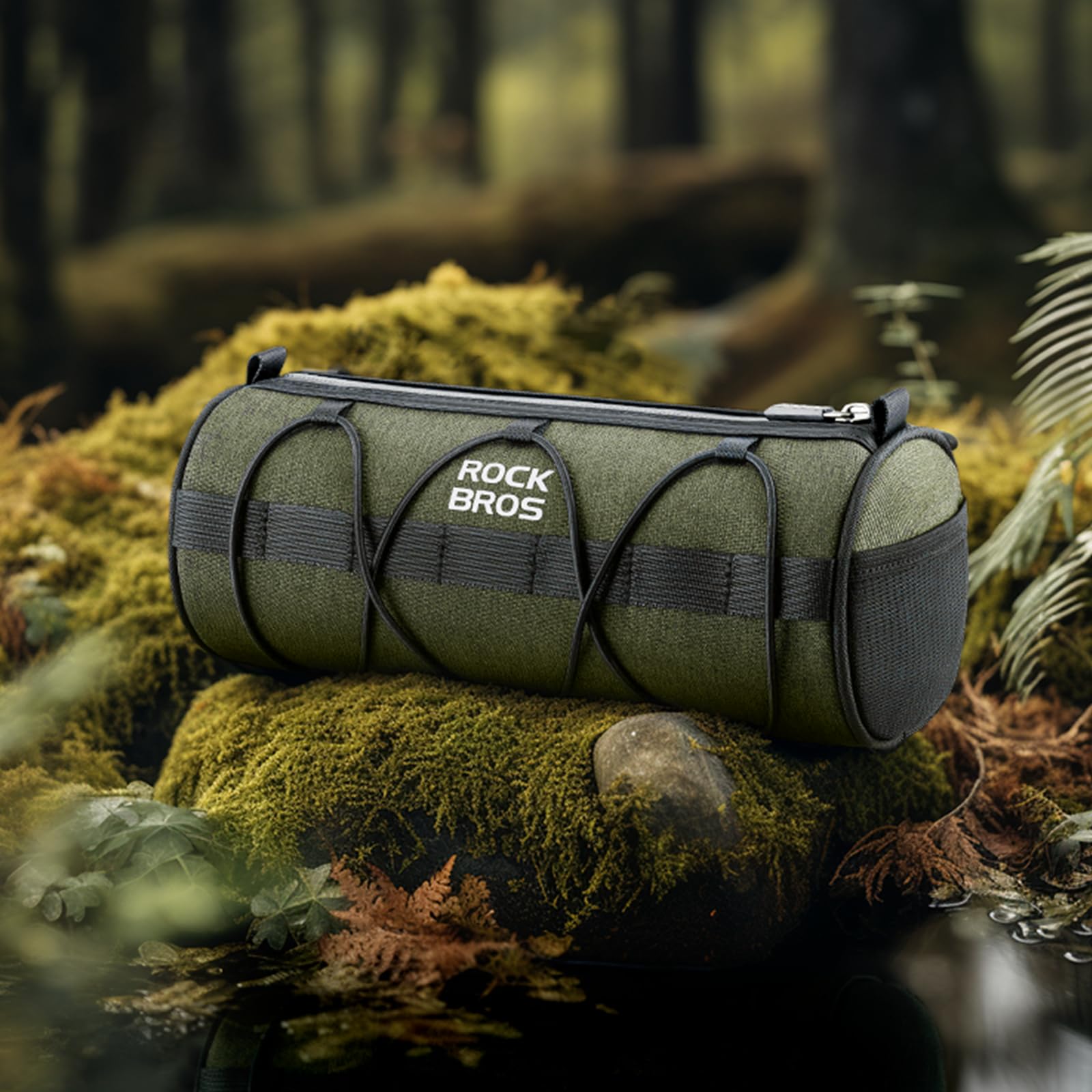 ROCKBROS Bike Handlebar Bag 2L Large Capacity with Shoulder Strap #Color_Dark Green