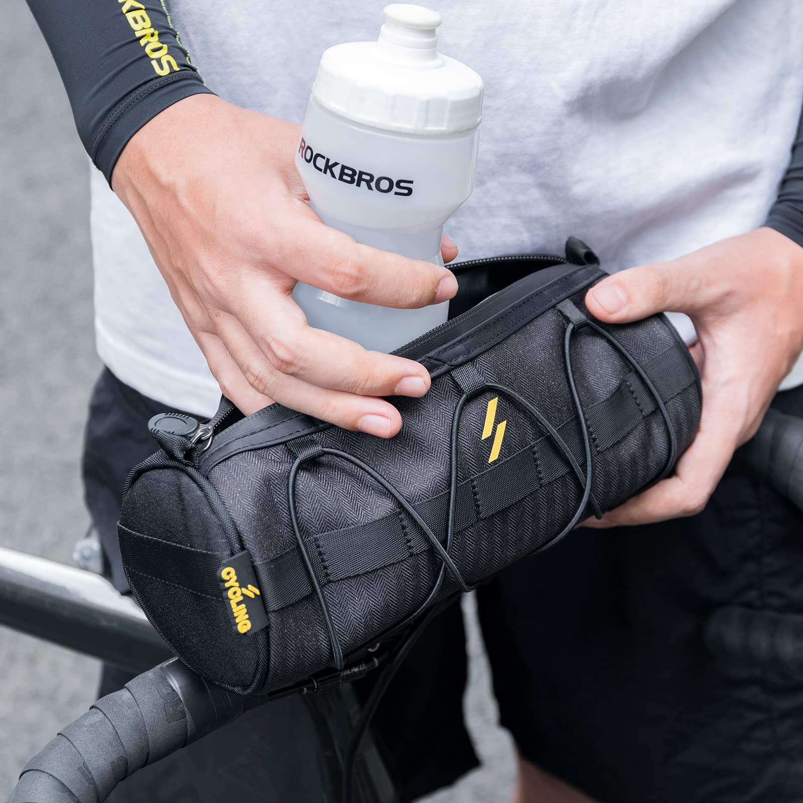 ROCKBROS Bike Handlebar Bag 2L Large Capacity with Shoulder Strap #Color_Black