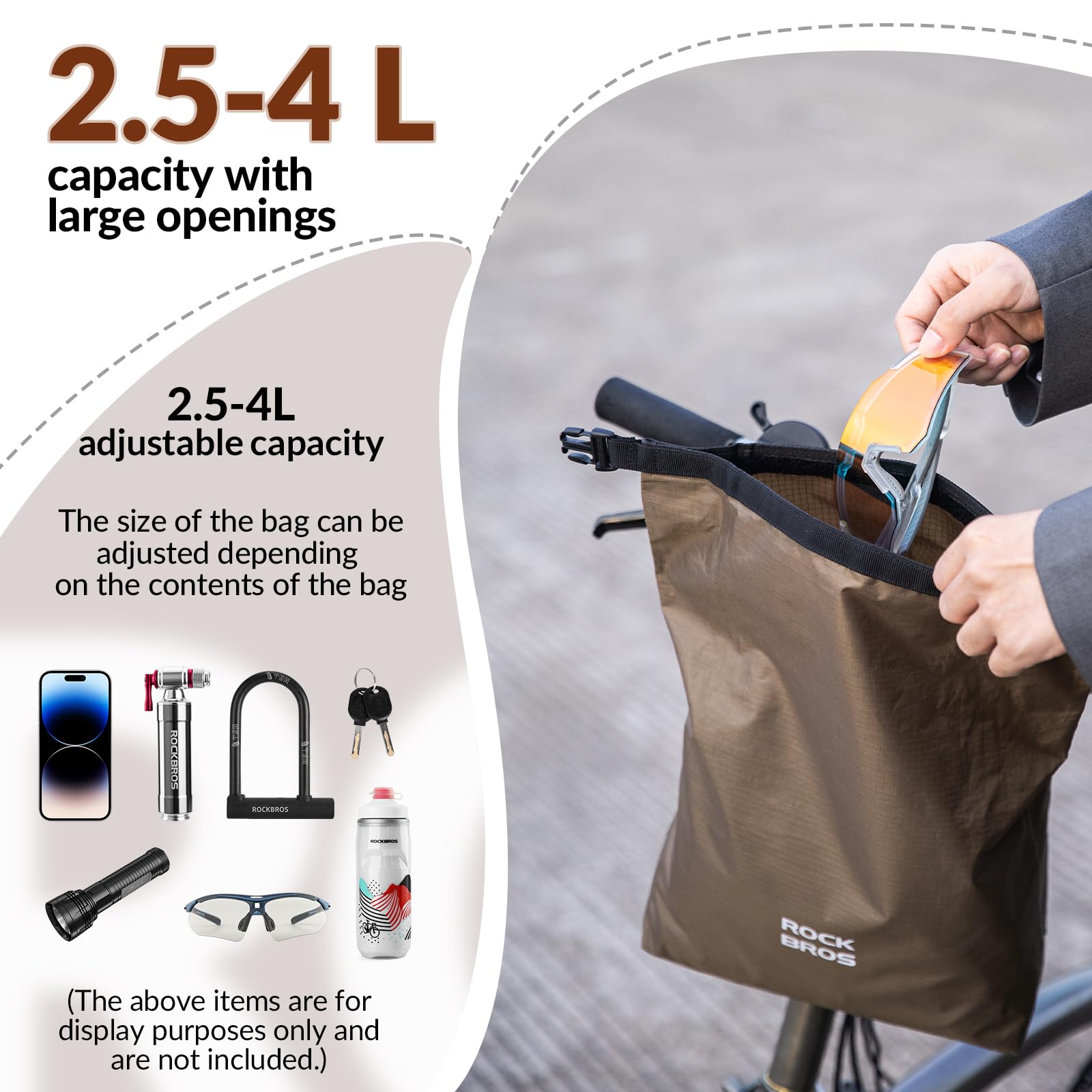 ROCKBROS Bike Handlebar Bag Adjustable & Waterproof Bicycle Basket Bag - ROCKBROS-UK