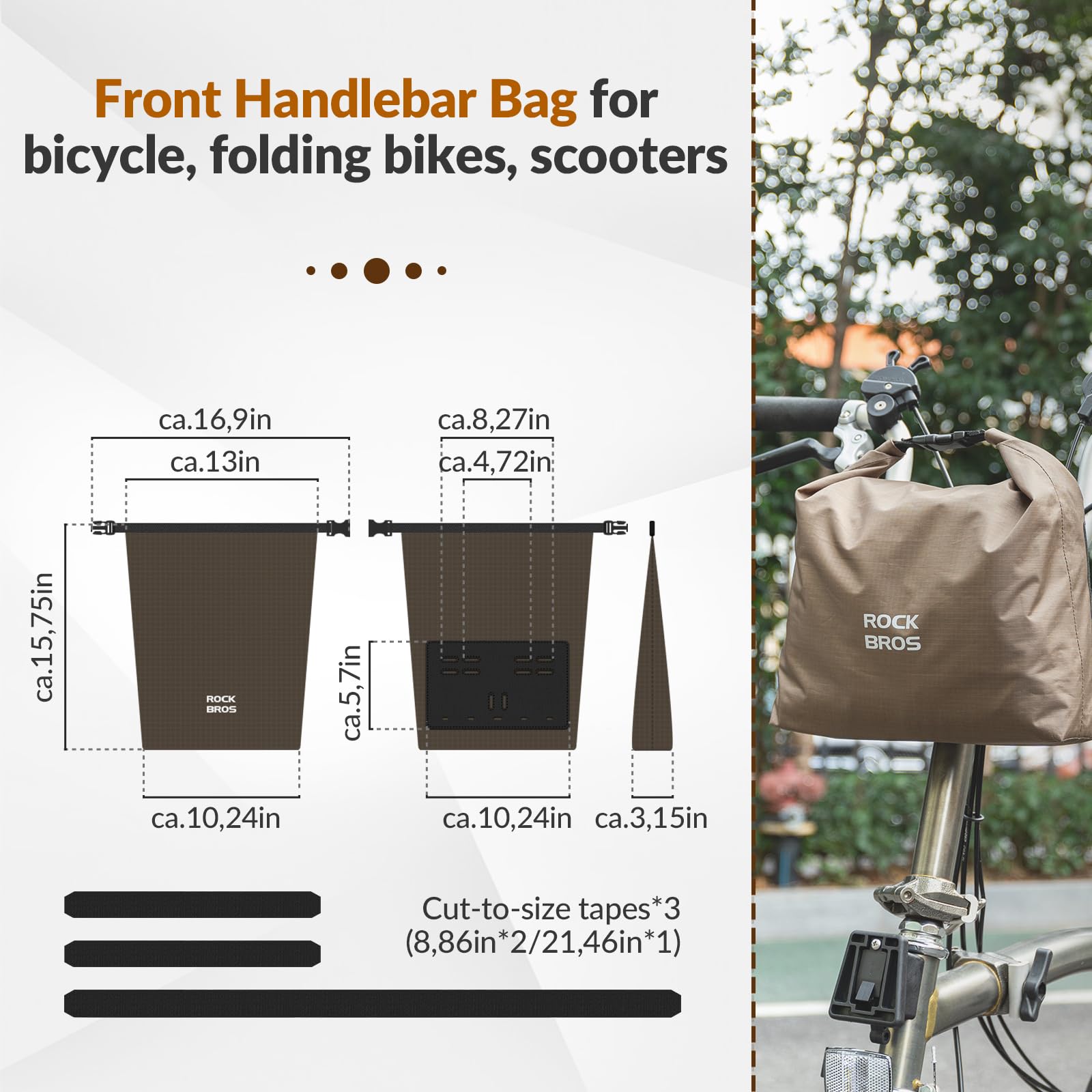 ROCKBROS Bike Handlebar Bag Adjustable & Waterproof Bicycle Basket Bag - ROCKBROS-UK