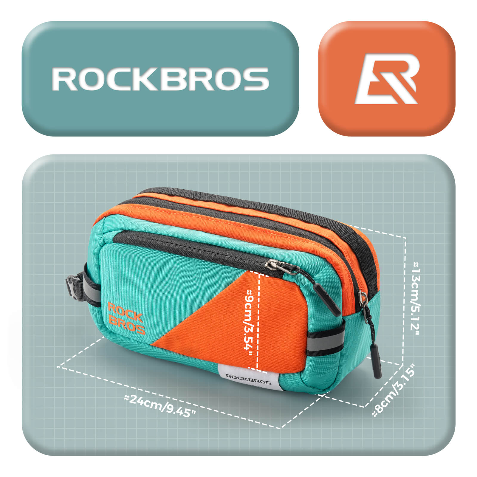 ROCKBROS bike handlebar bag with shoulder strap, versatile design, 2.5L capacity, waterproof and practical for cycling.