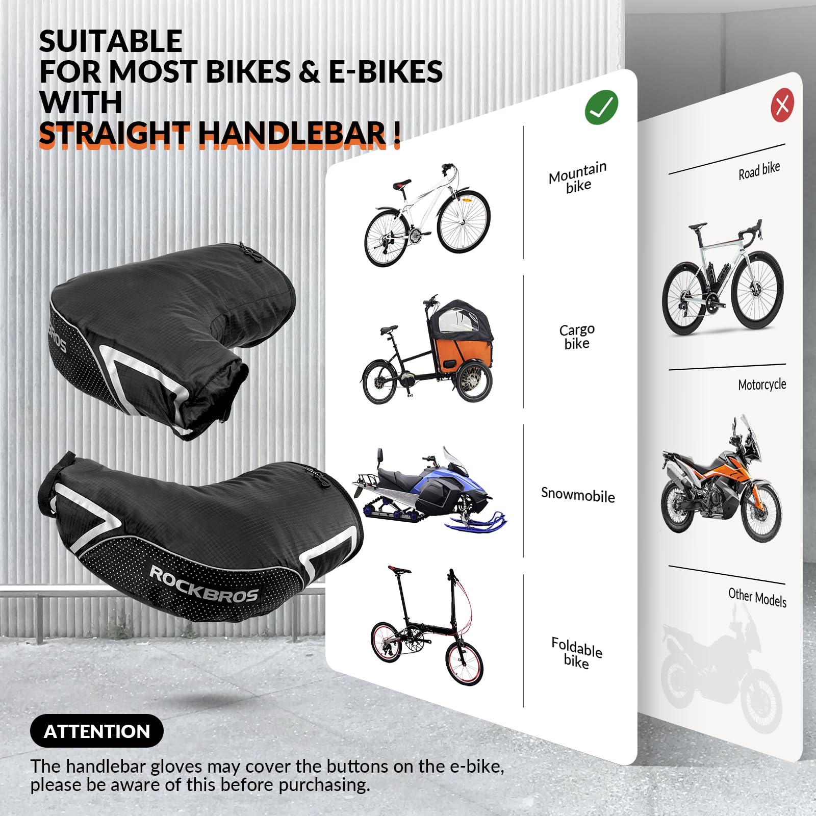 ROCKBROS Bike Handlebar Gloves Thermal Cycling Gloves Windproof Waterproof #Style_Style 1